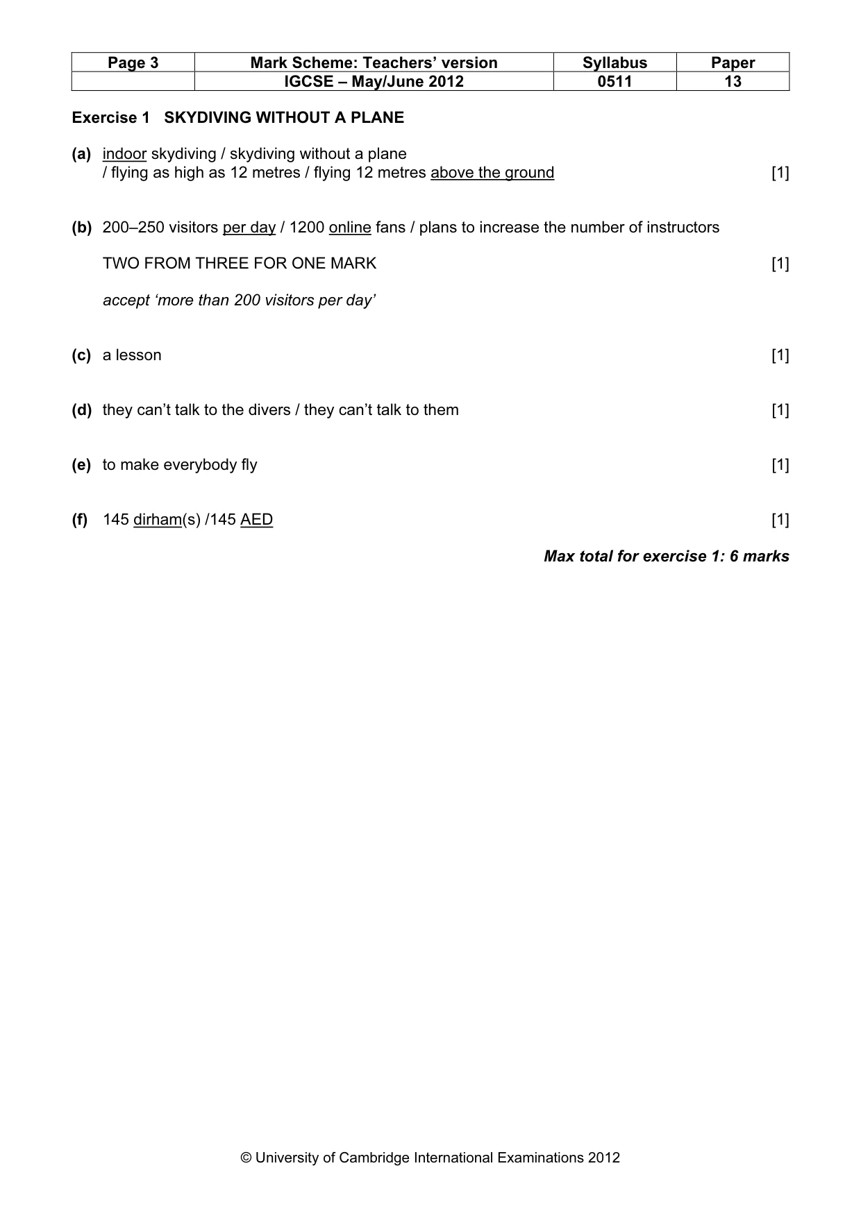 Mark scheme, page 3 of 9