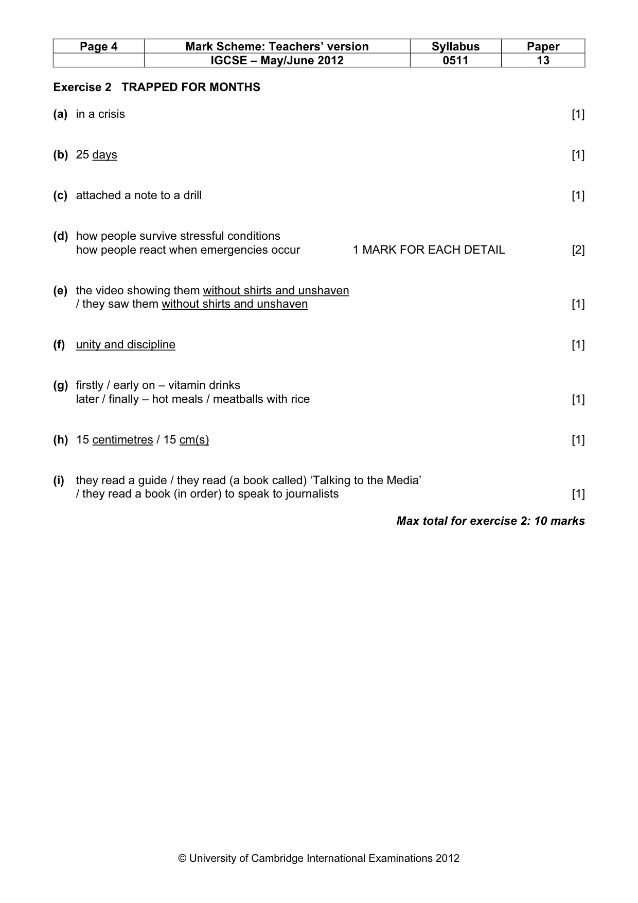 Mark scheme, page 4 of 9