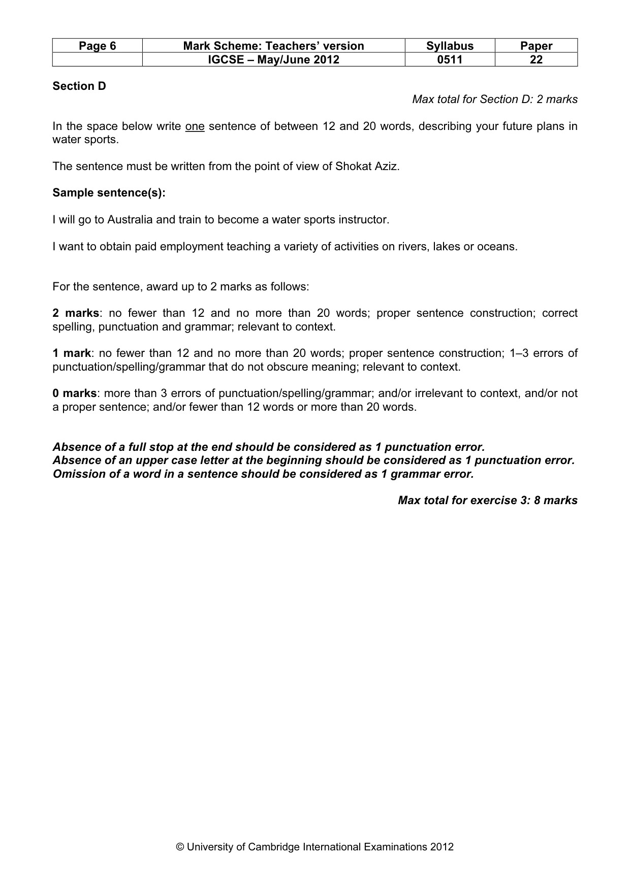 Mark scheme, page 6 of 11