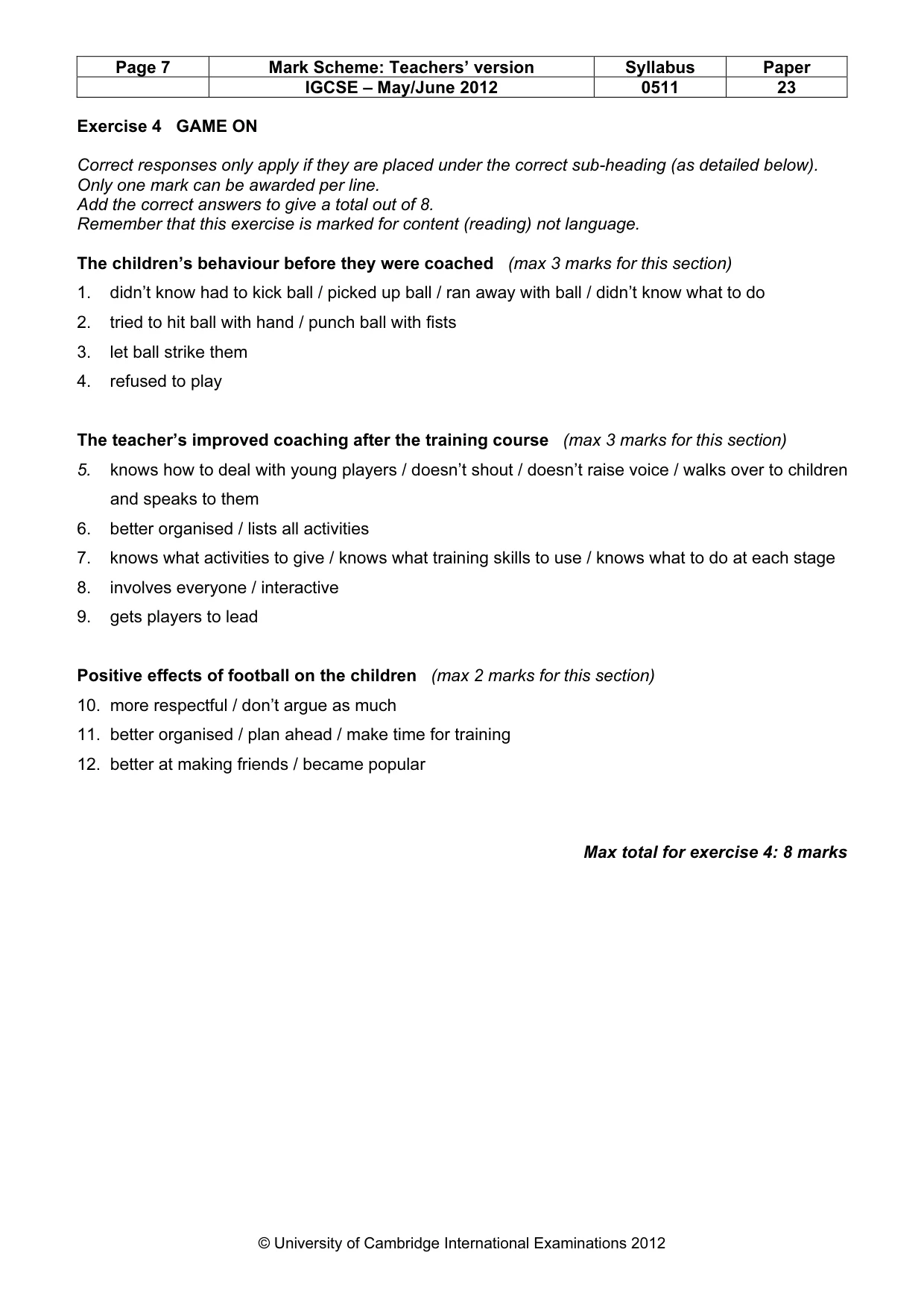 Mark scheme, page 7 of 11