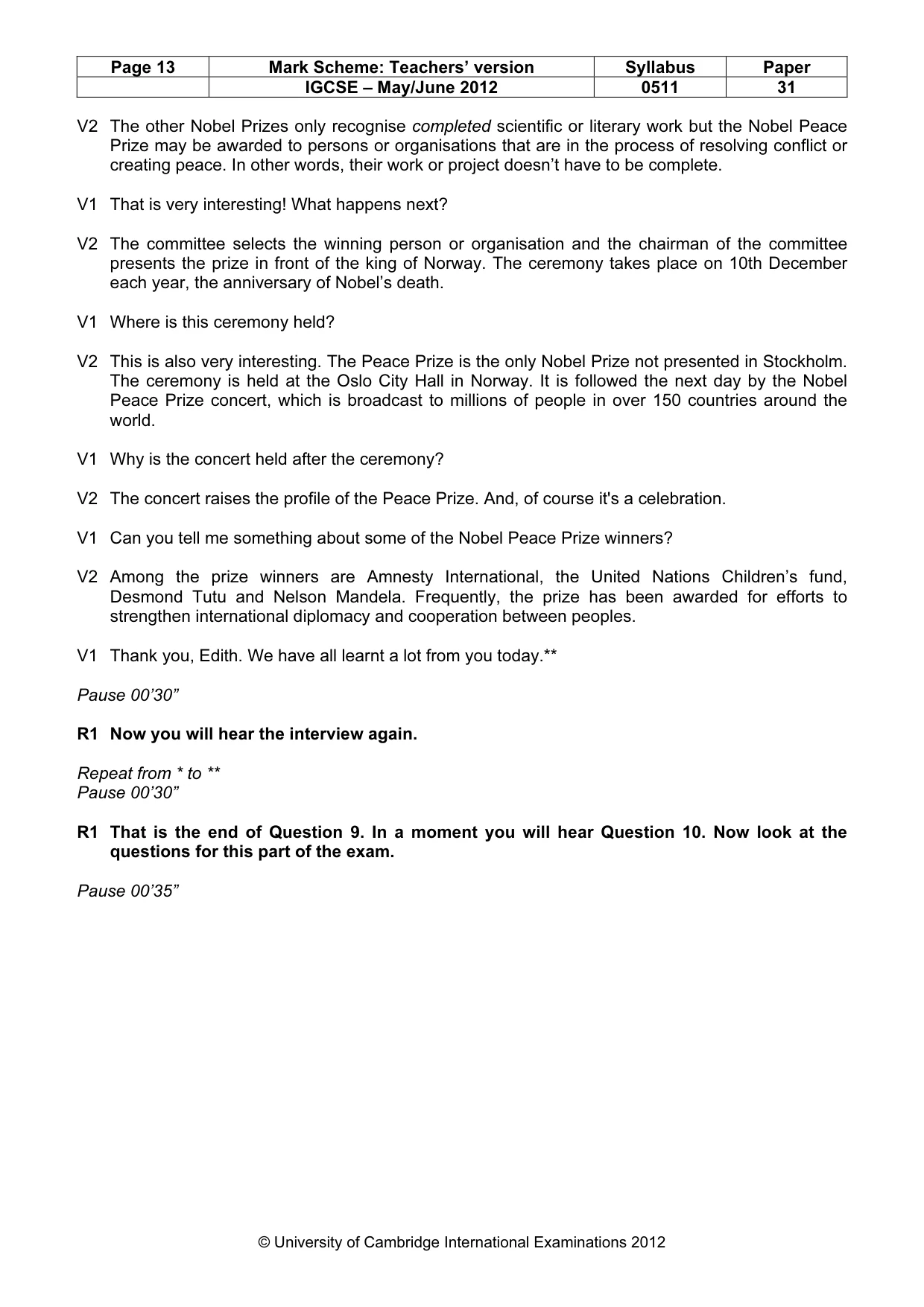 Mark scheme, page 13 of 14