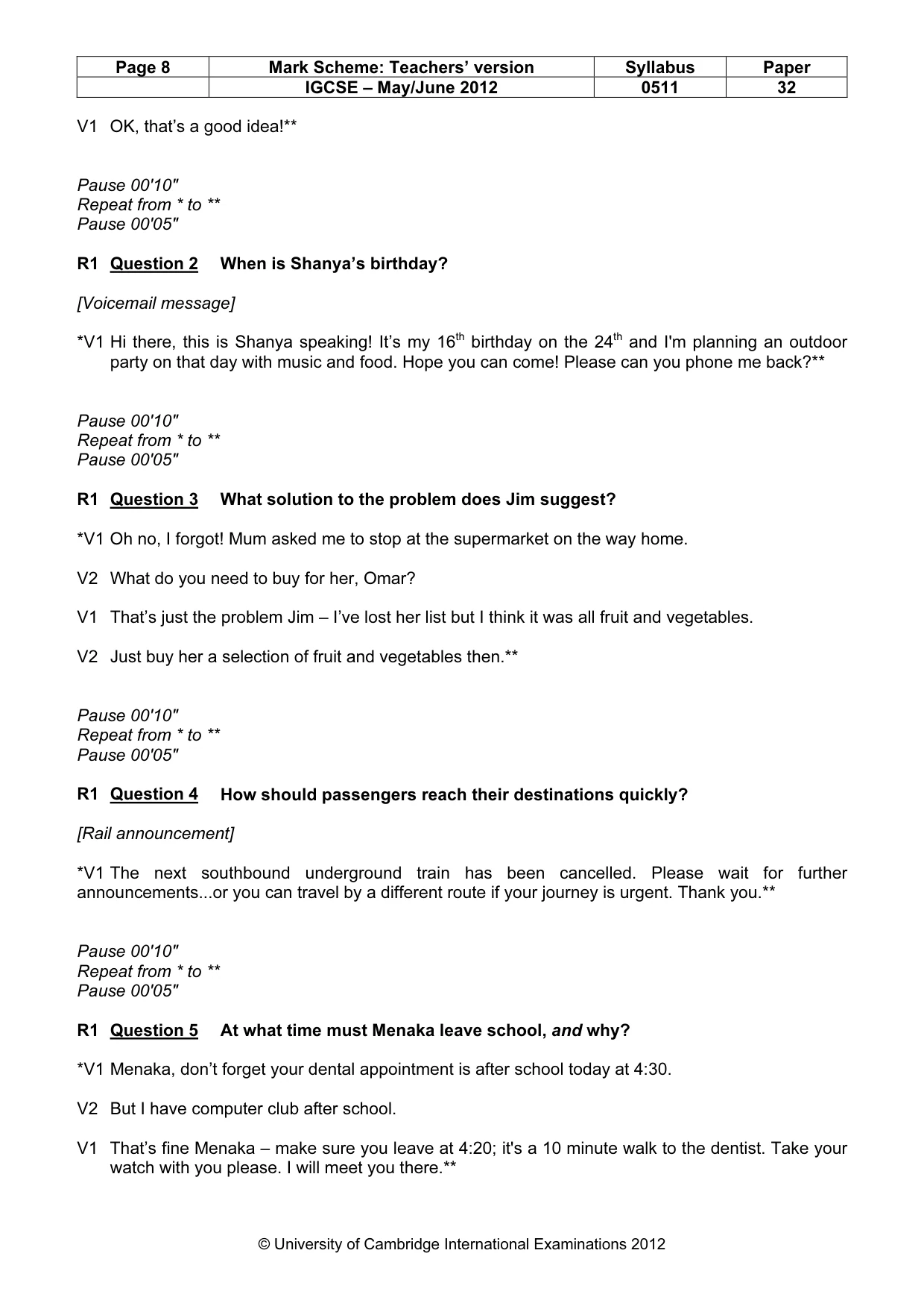 Mark scheme, page 8 of 14