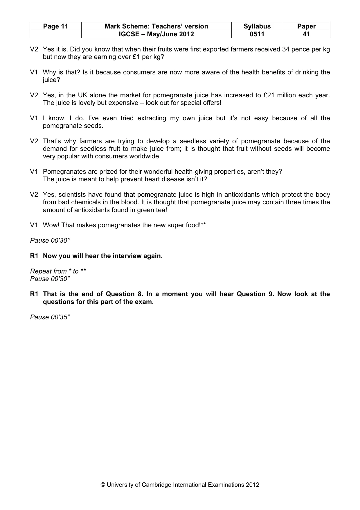 Mark scheme, page 11 of 14