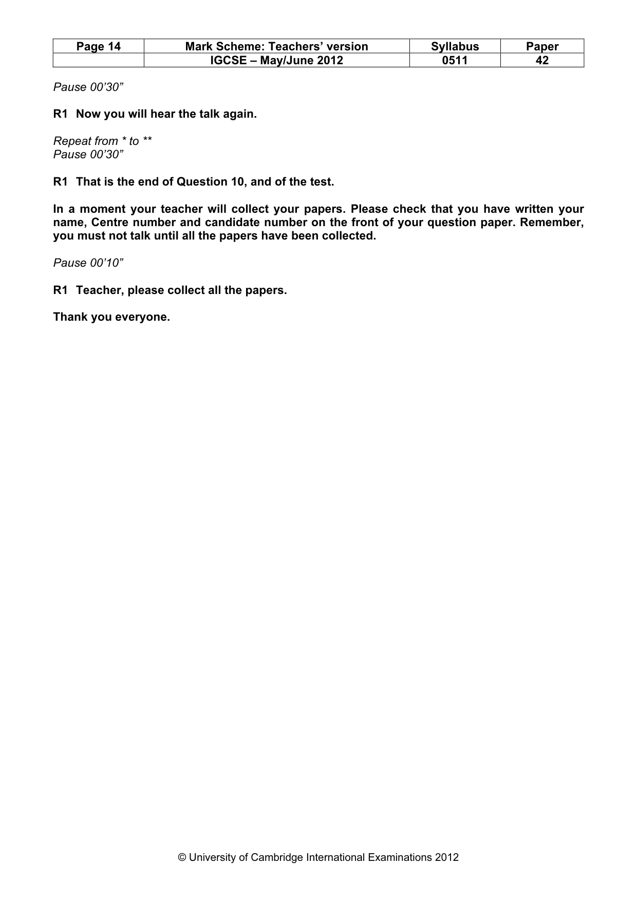 Mark scheme, page 14 of 14
