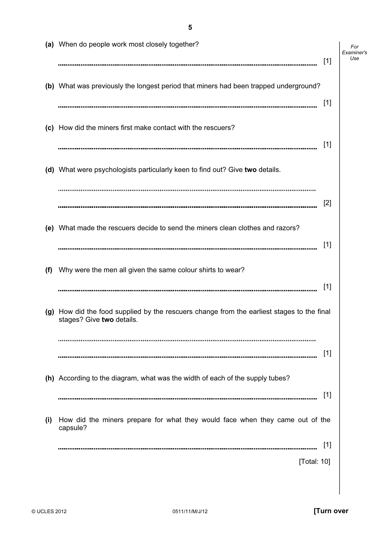 Cambridge IGCSE English - Second Language (count-in oral) 0511 2012 May/June Paper 1 · Variant 1 question paper, page 5 of 16