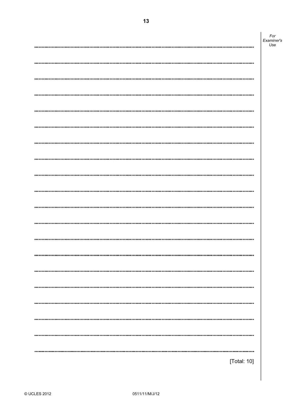 Cambridge IGCSE English - Second Language (count-in oral) 0511 2012 May/June Paper 1 · Variant 1 question paper, page 13 of 16