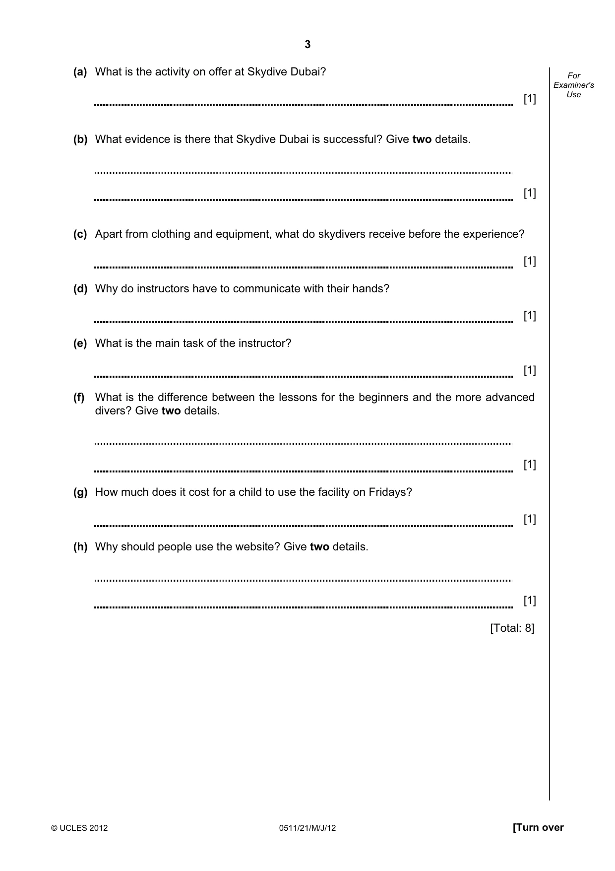 Cambridge IGCSE English - Second Language (count-in oral) 0511 2012 May/June Paper 2 · Variant 1 question paper, page 3 of 16