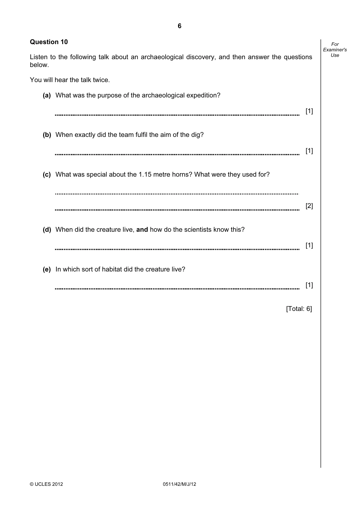 Cambridge IGCSE English - Second Language (count-in oral) 0511 2012 May/June Paper 4 · Variant 2 question paper, page 6 of 8