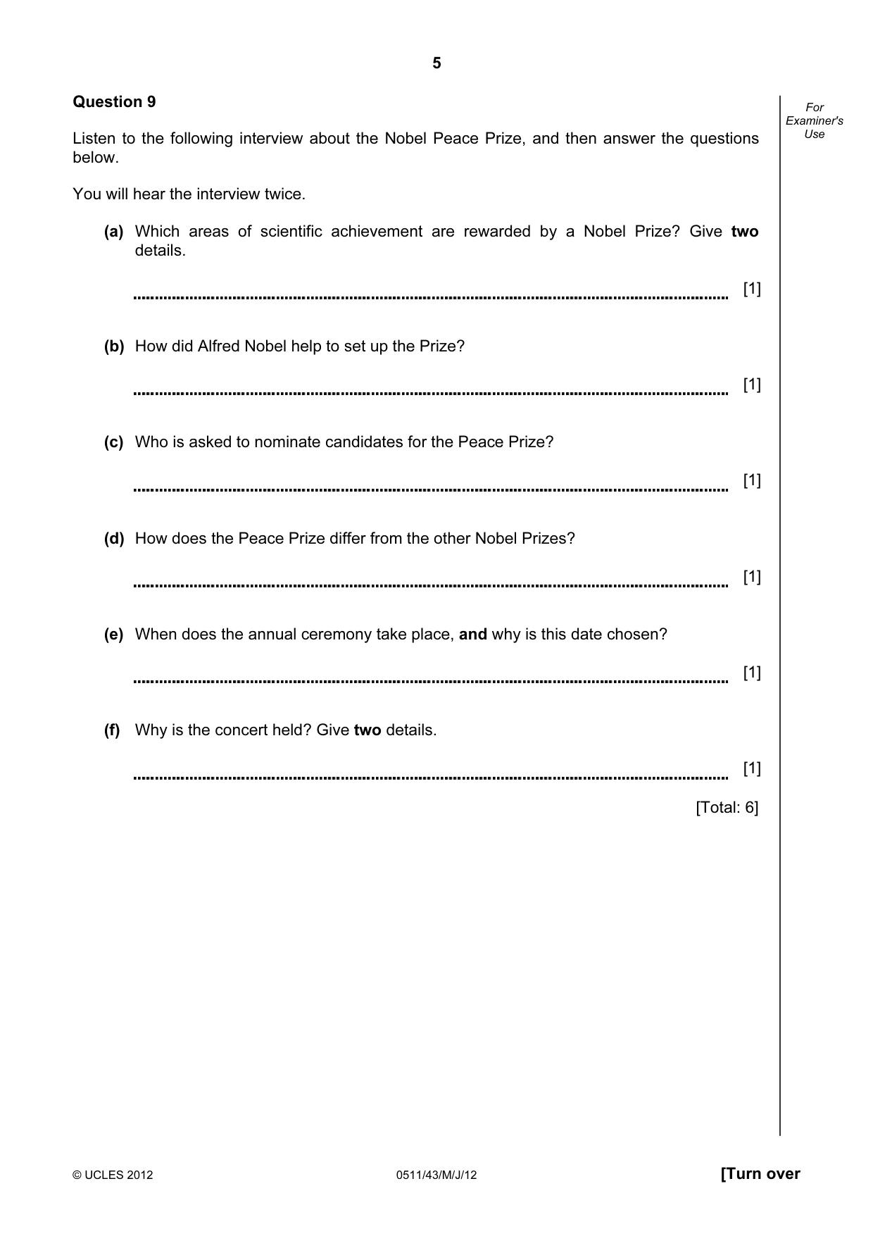 Cambridge IGCSE English - Second Language (count-in oral) 0511 2012 May/June Paper 4 · Variant 3 question paper, page 5 of 8