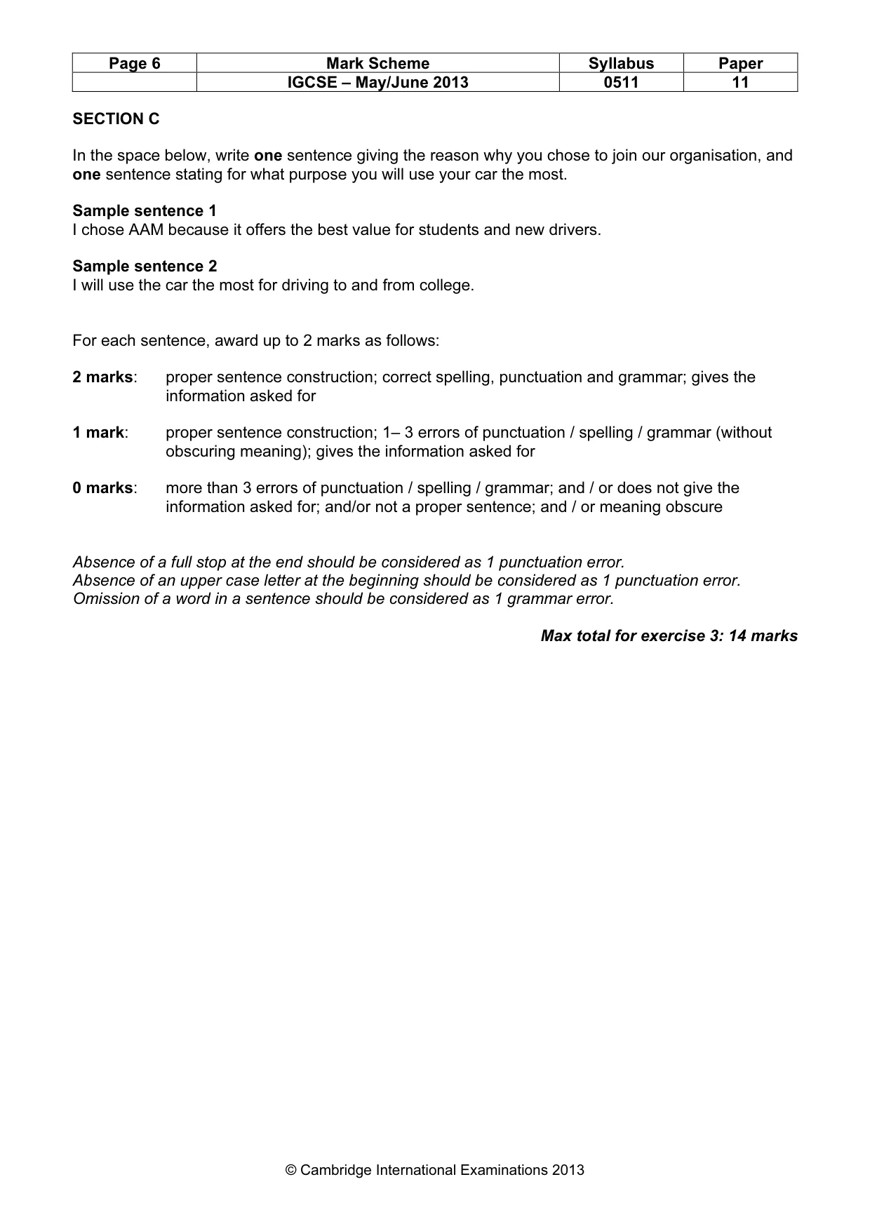 Mark scheme, page 6 of 11