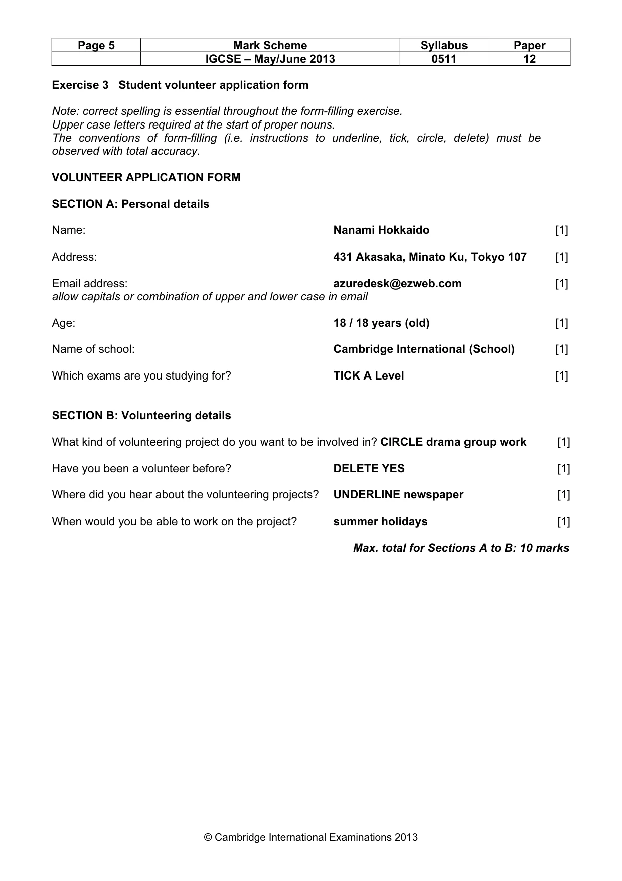 Mark scheme, page 5 of 11