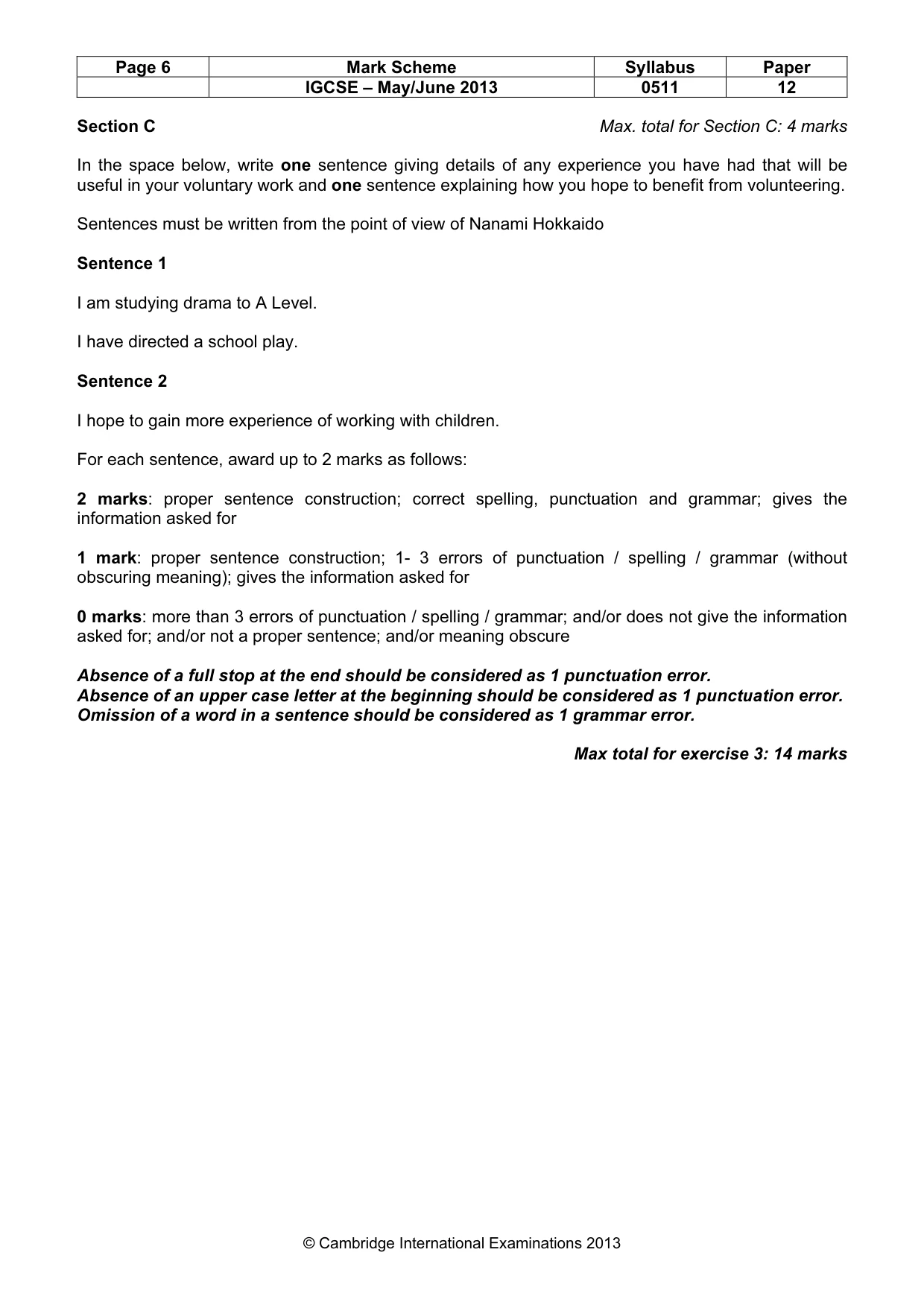 Mark scheme, page 6 of 11