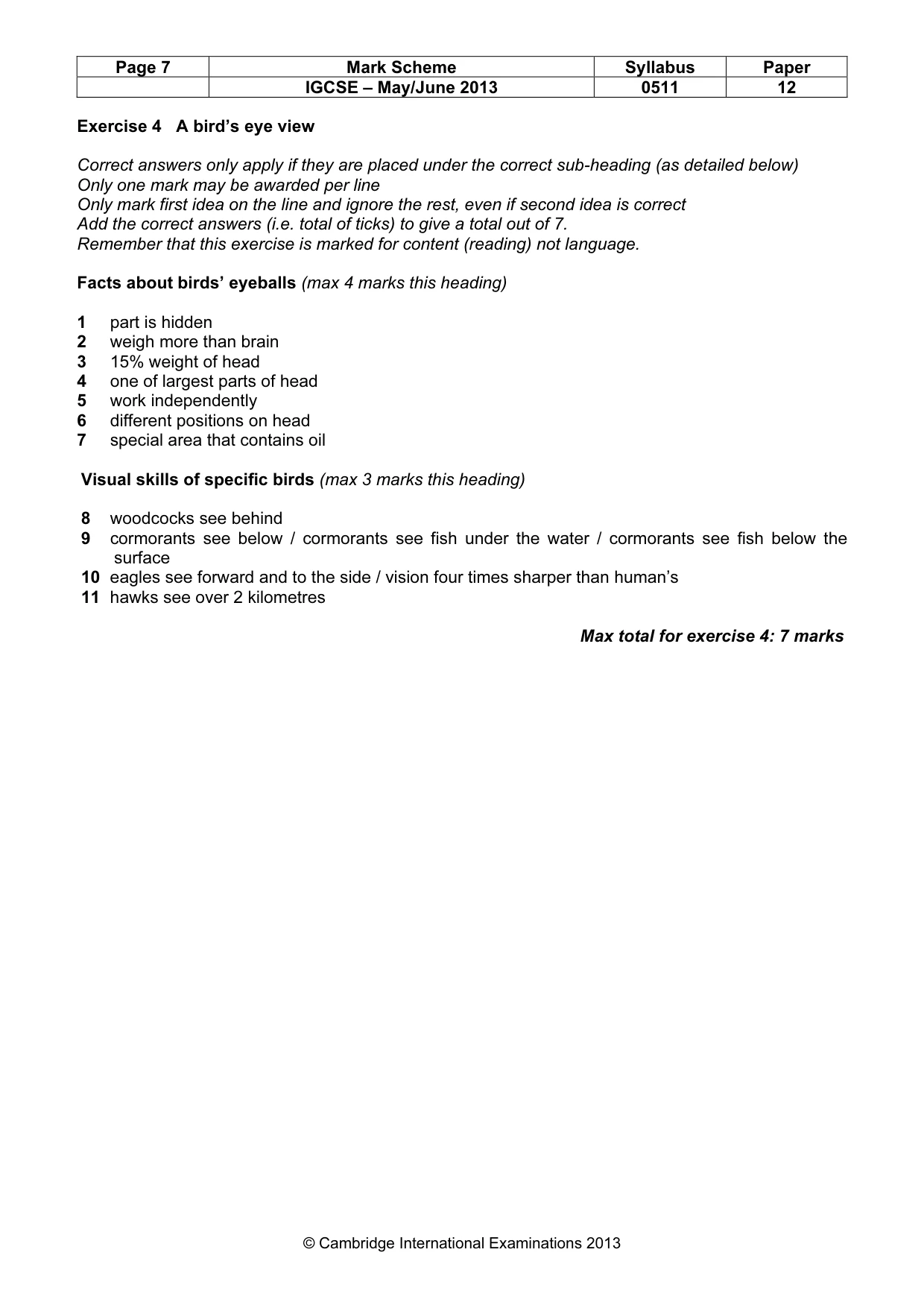 Mark scheme, page 7 of 11