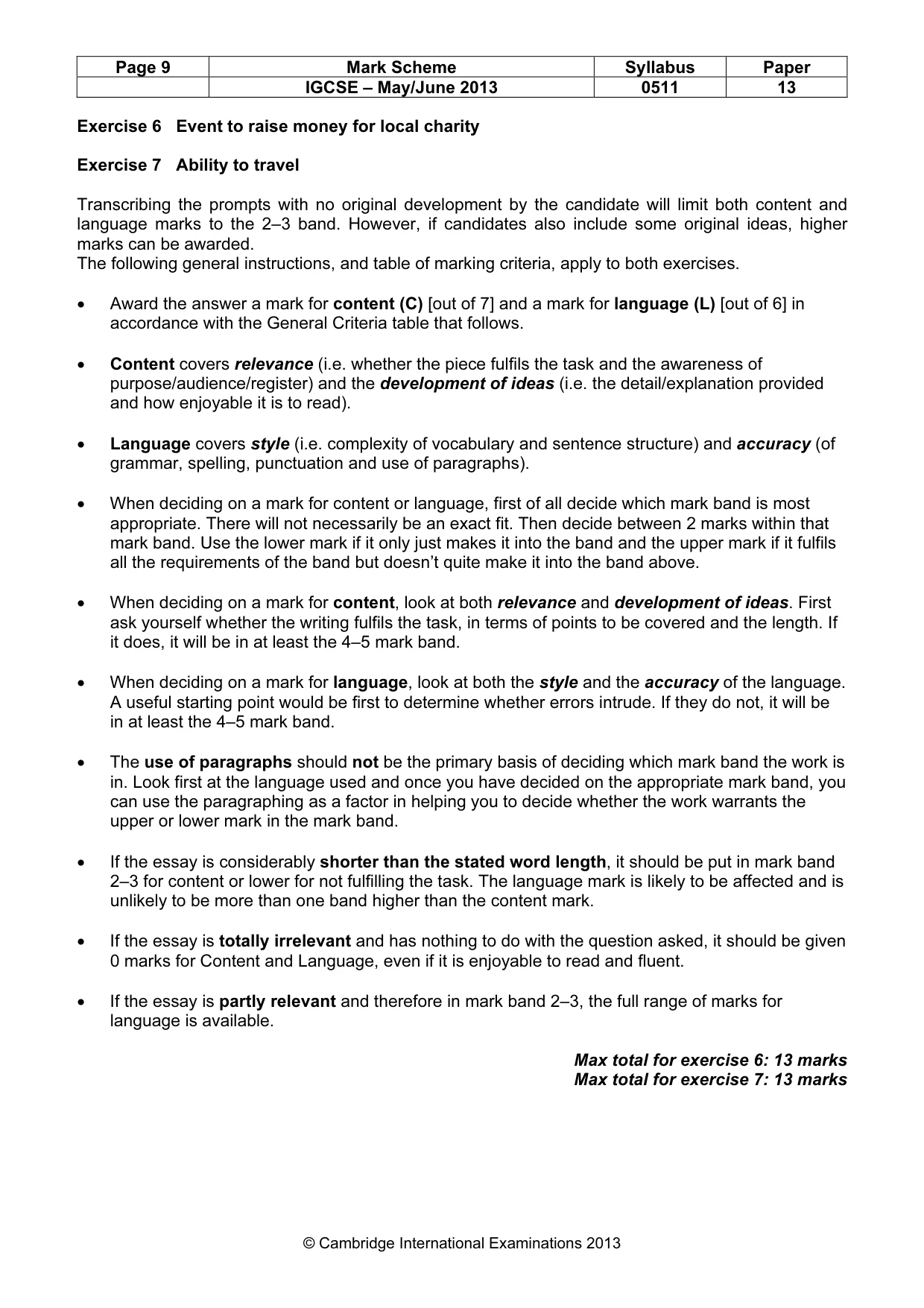 Mark scheme, page 9 of 11