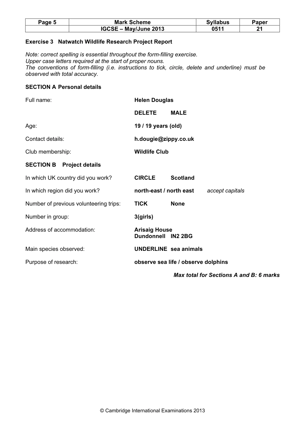 Mark scheme, page 5 of 12