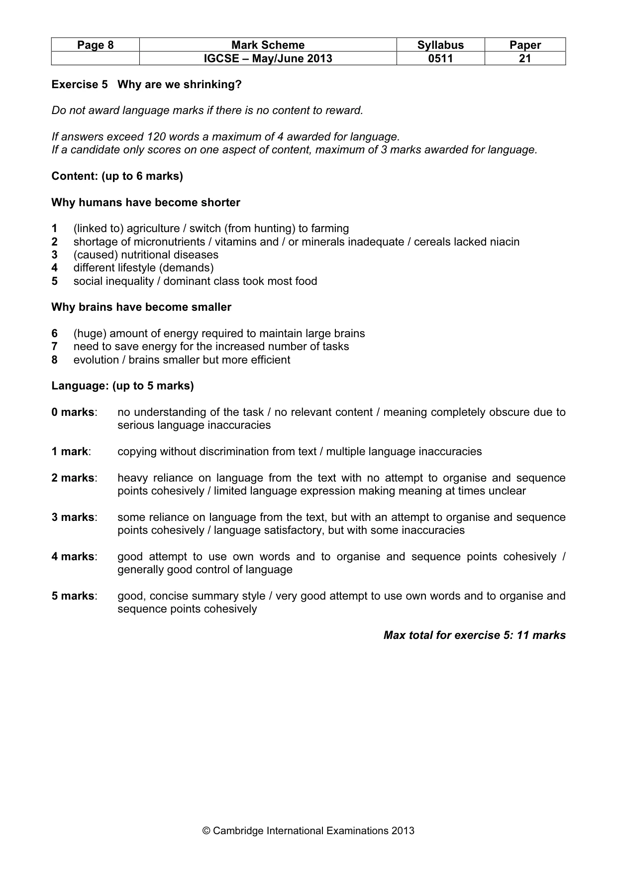 Mark scheme, page 8 of 12