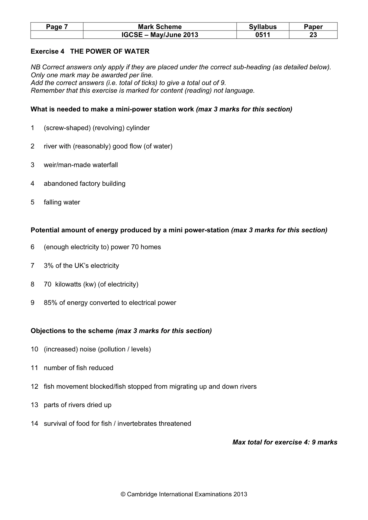 Mark scheme, page 7 of 12