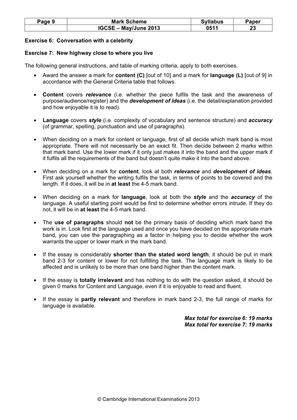 Mark scheme, page 9 of 12