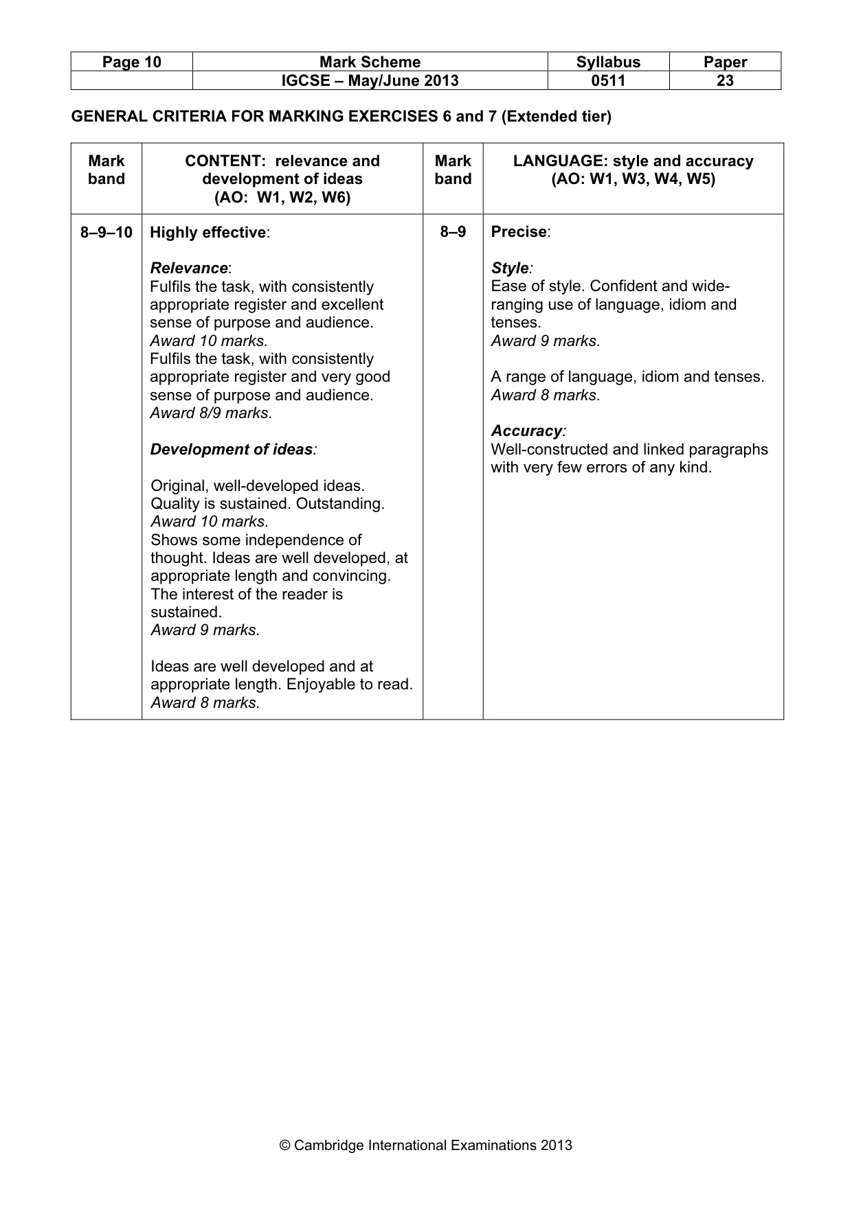 Mark scheme, page 10 of 12
