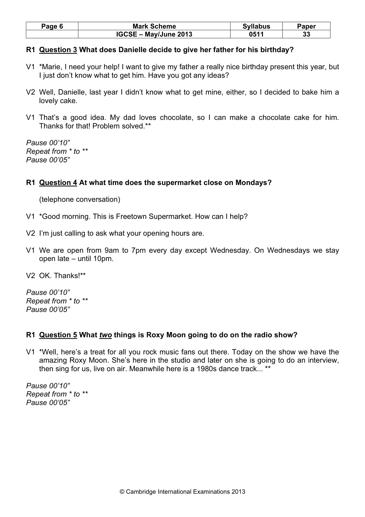 Mark scheme, page 6 of 13