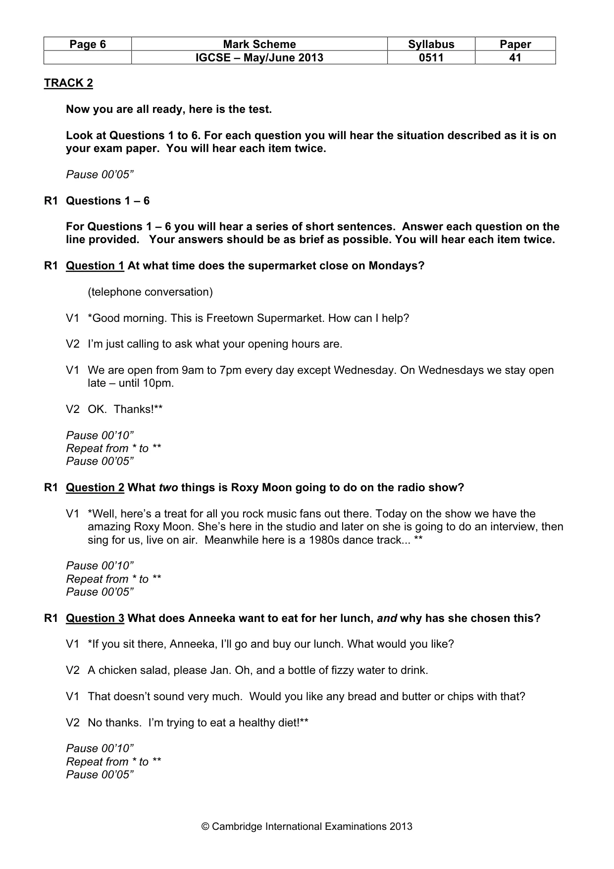 Mark scheme, page 6 of 13