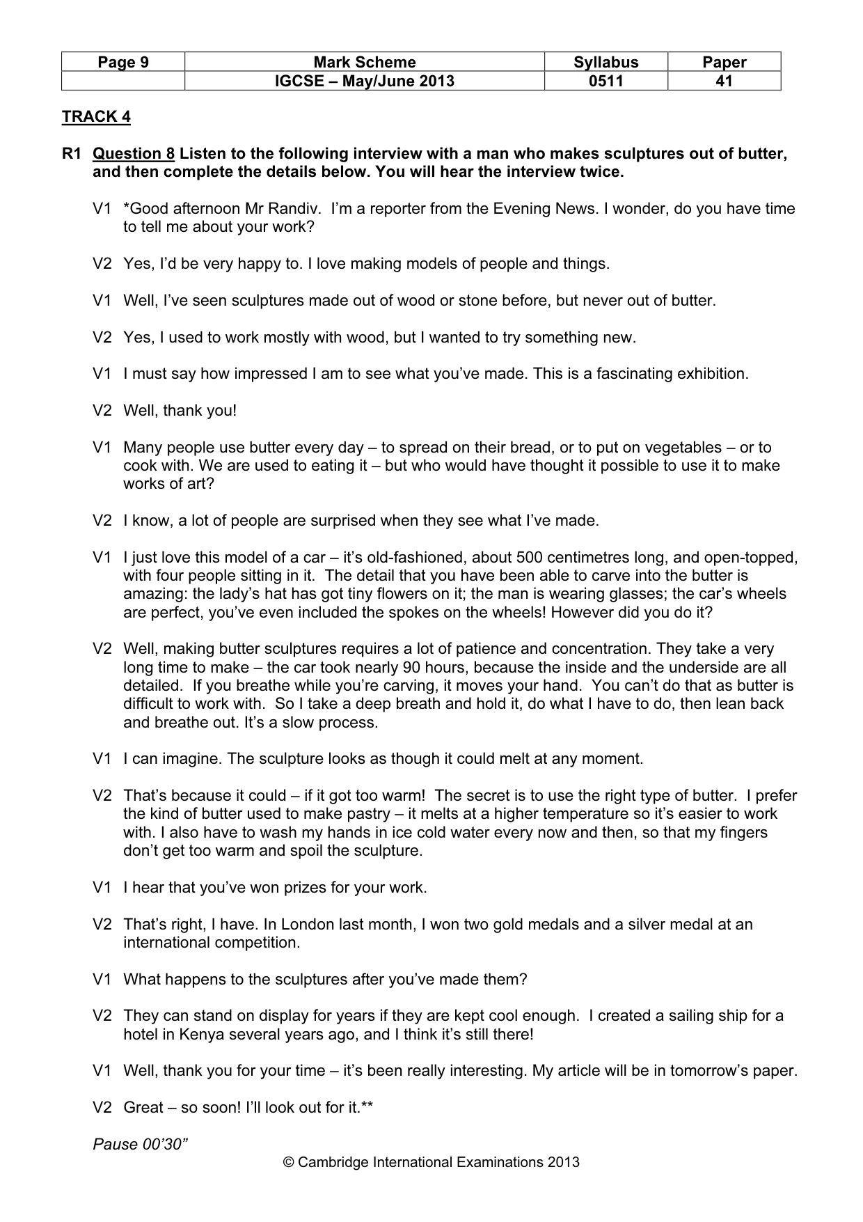 Mark scheme, page 9 of 13