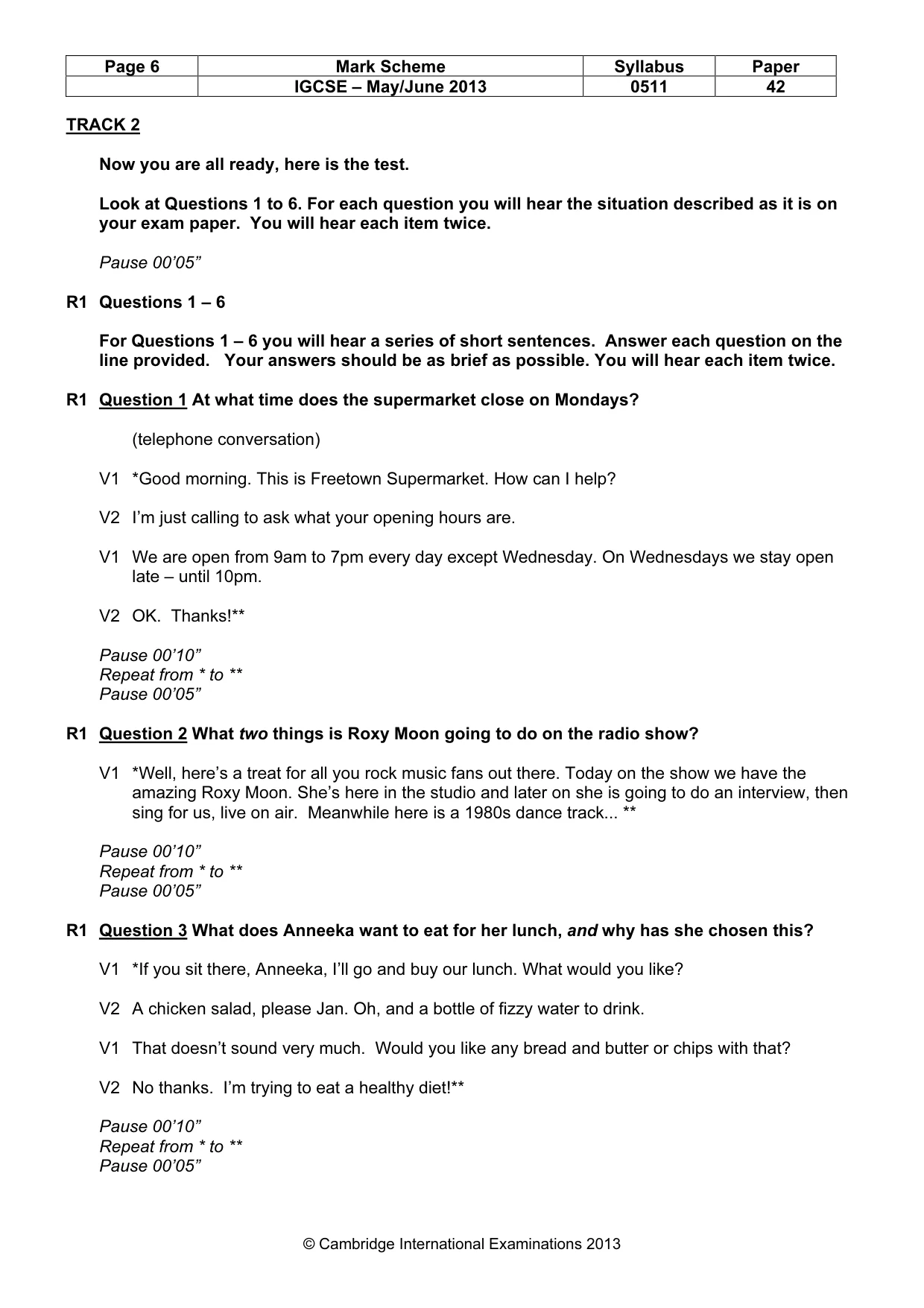 Mark scheme, page 6 of 13