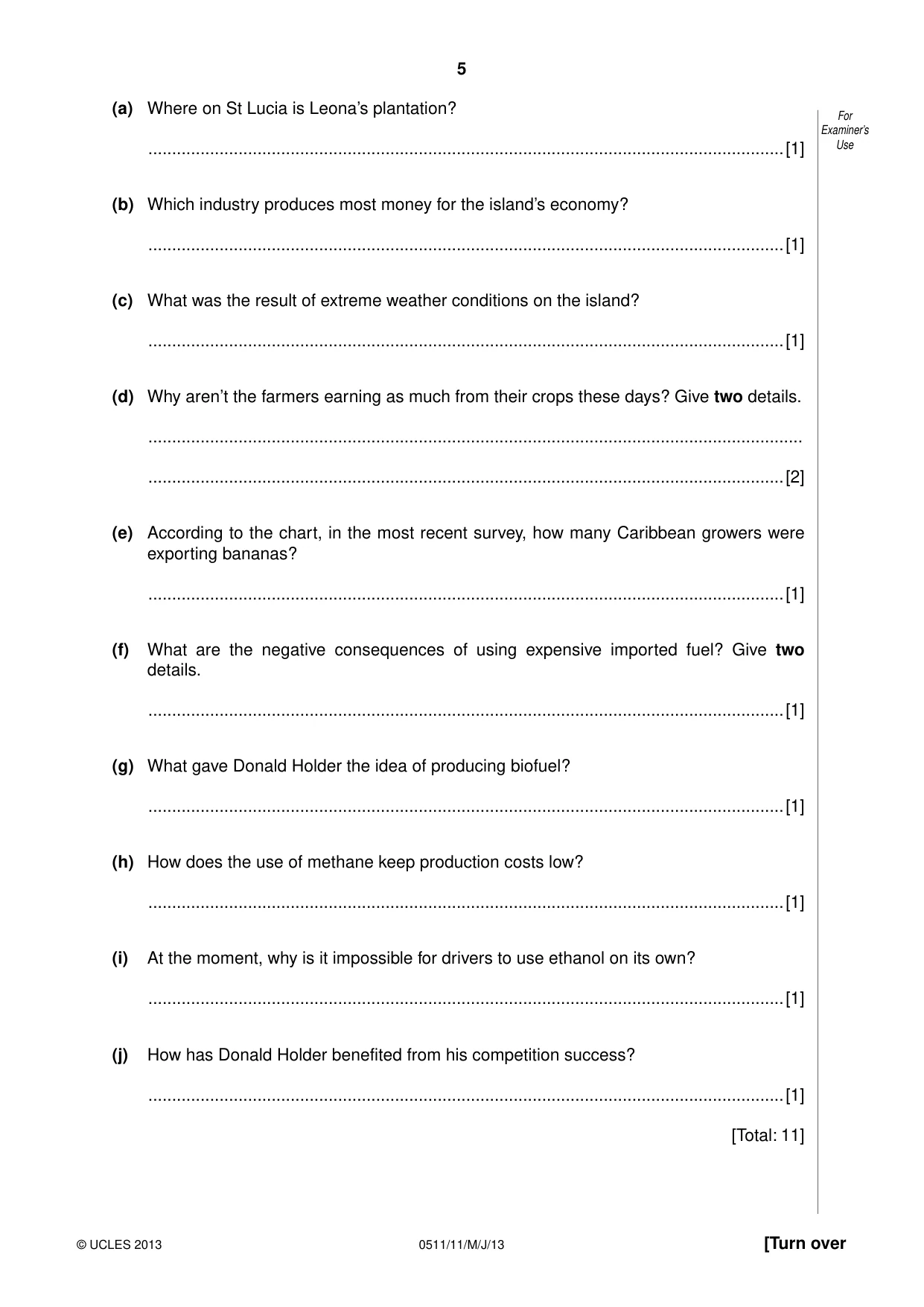 Cambridge IGCSE English - Second Language (count-in oral) 0511 2013 May/June Paper 1 · Variant 1 question paper, page 5 of 16