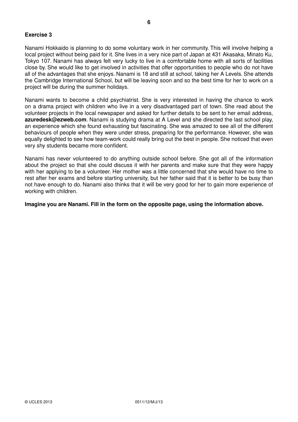 Cambridge IGCSE English - Second Language (count-in oral) 0511 2013 May/June Paper 1 · Variant 2 question paper, page 6 of 16