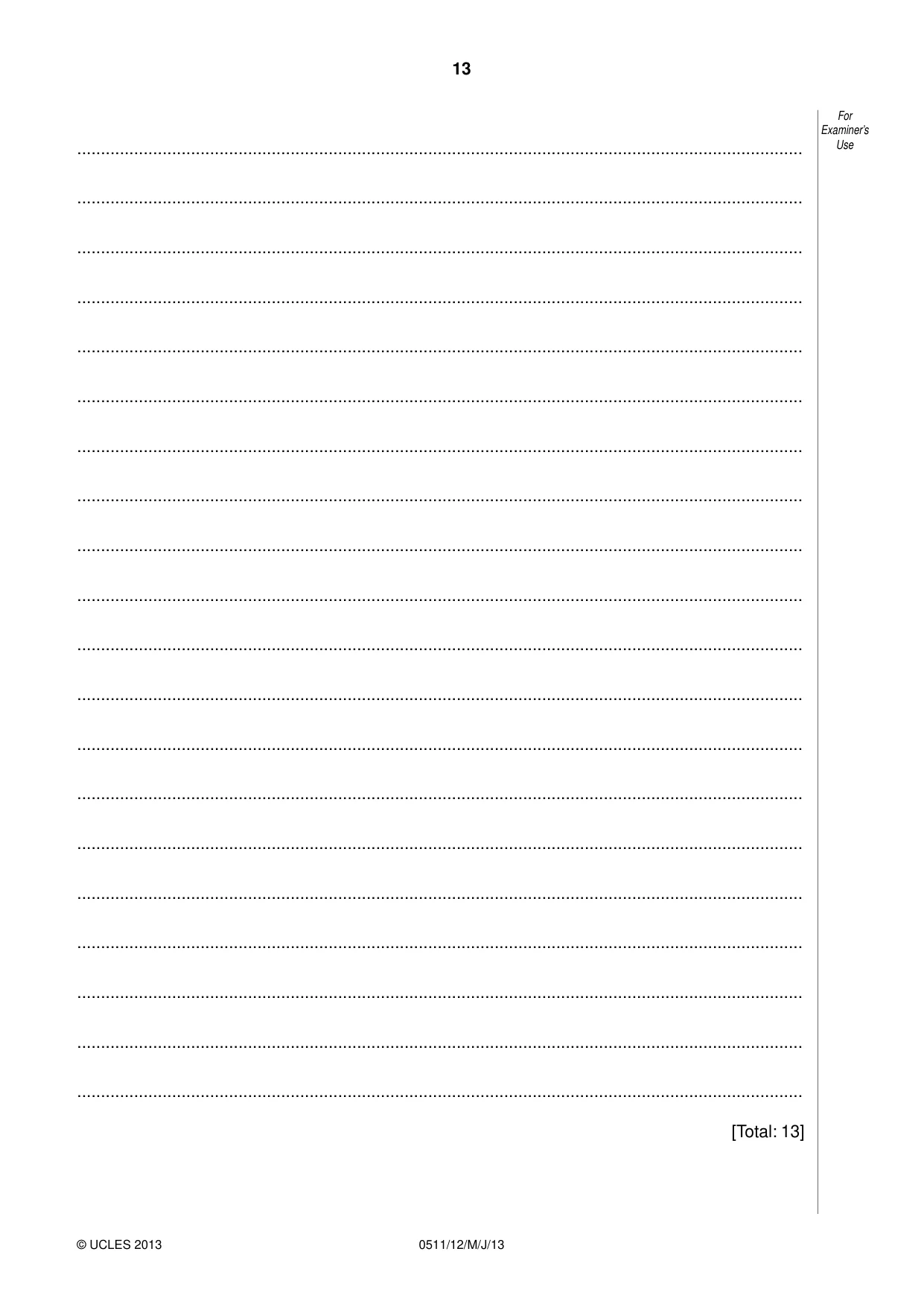 Cambridge IGCSE English - Second Language (count-in oral) 0511 2013 May/June Paper 1 · Variant 2 question paper, page 13 of 16