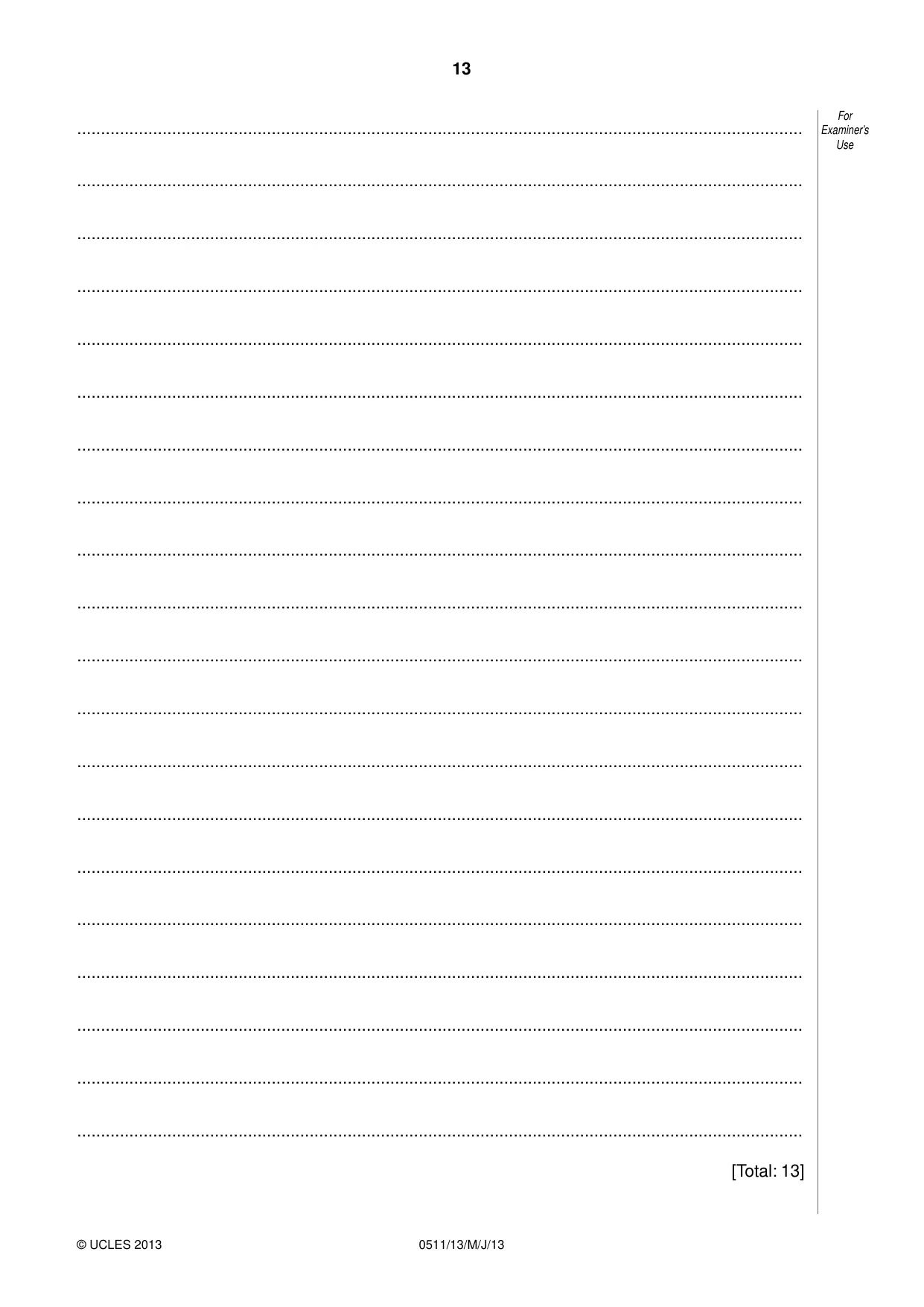 Cambridge IGCSE English - Second Language (count-in oral) 0511 2013 May/June Paper 1 · Variant 3 question paper, page 13 of 16