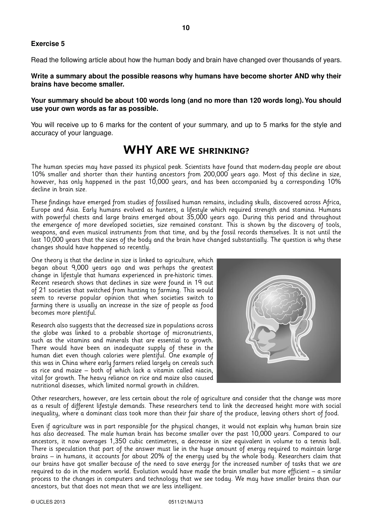 Cambridge IGCSE English - Second Language (count-in oral) 0511 2013 May/June Paper 2 · Variant 1 question paper, page 10 of 16