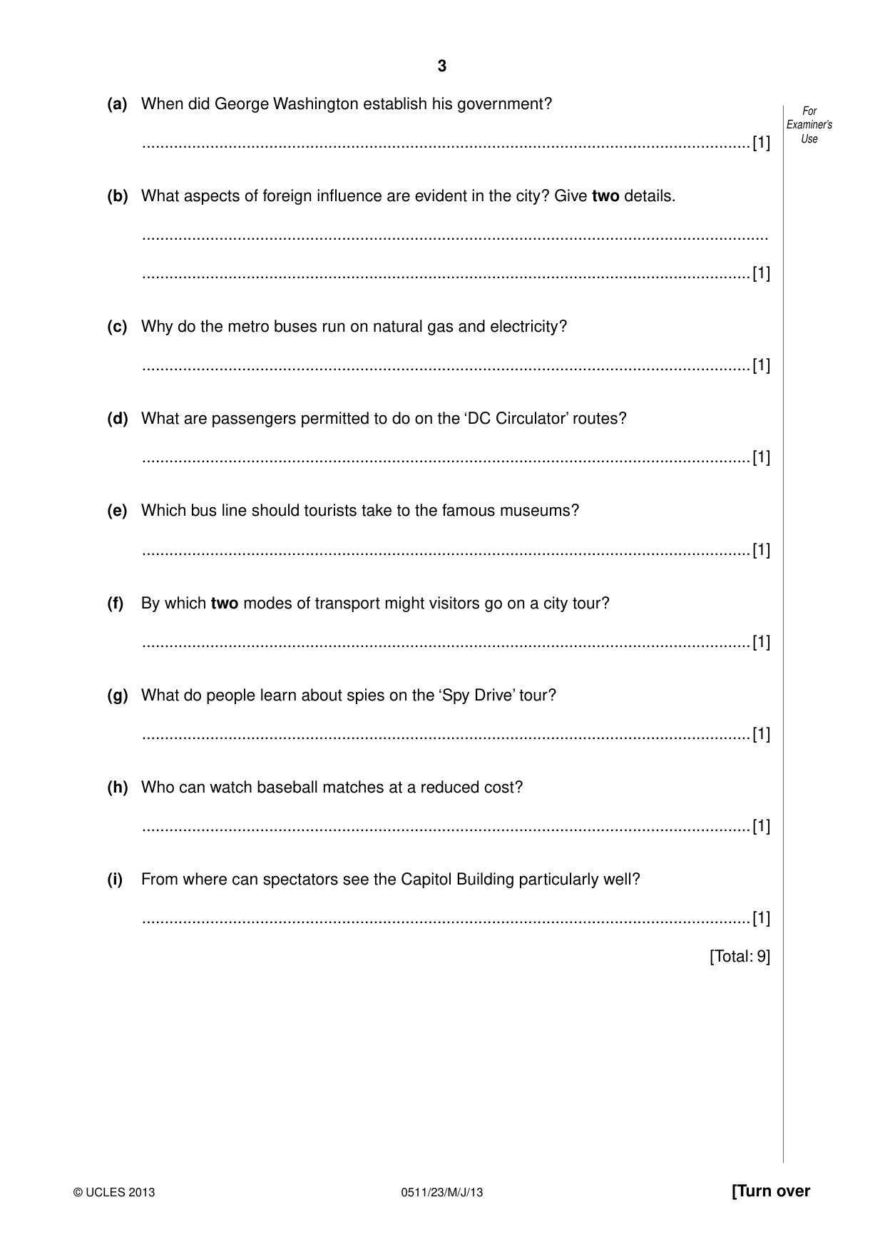 Cambridge IGCSE English - Second Language (count-in oral) 0511 2013 May/June Paper 2 · Variant 3 question paper, page 3 of 16