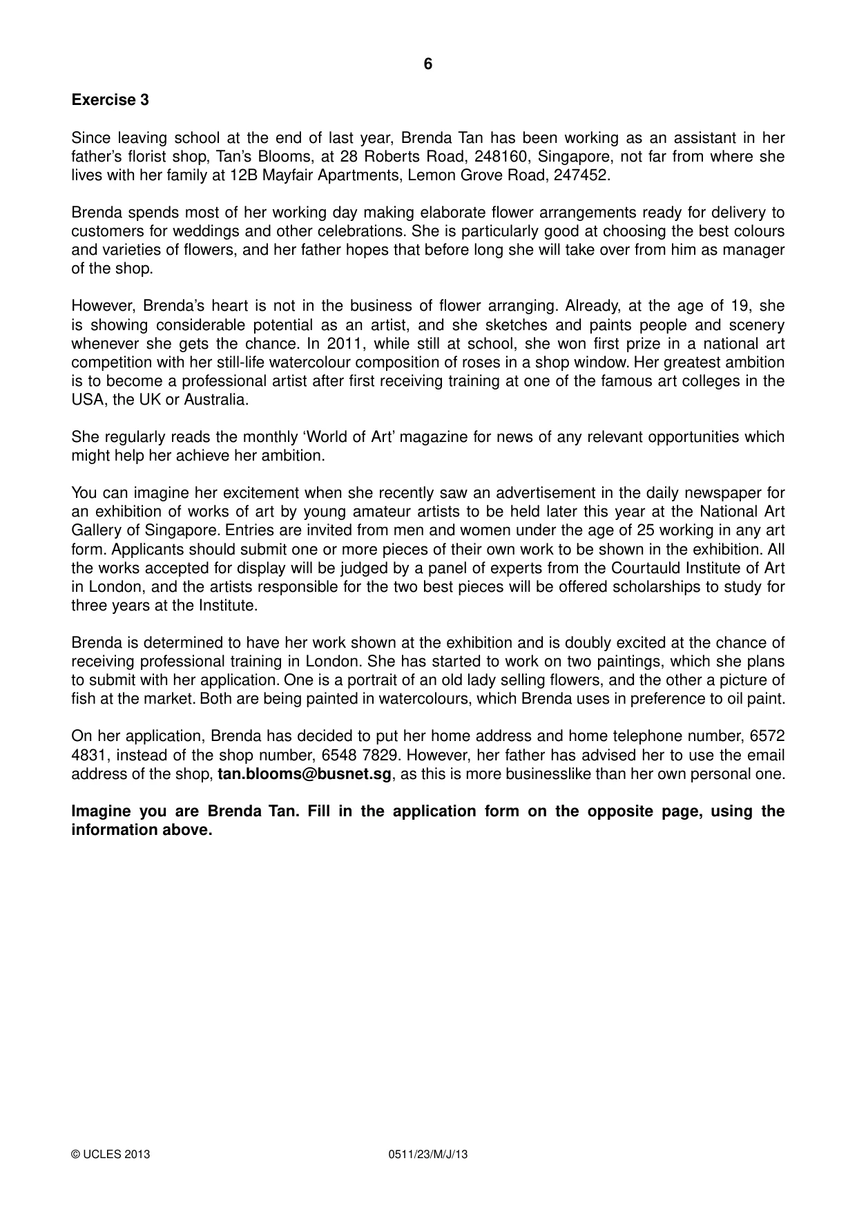 Cambridge IGCSE English - Second Language (count-in oral) 0511 2013 May/June Paper 2 · Variant 3 question paper, page 6 of 16