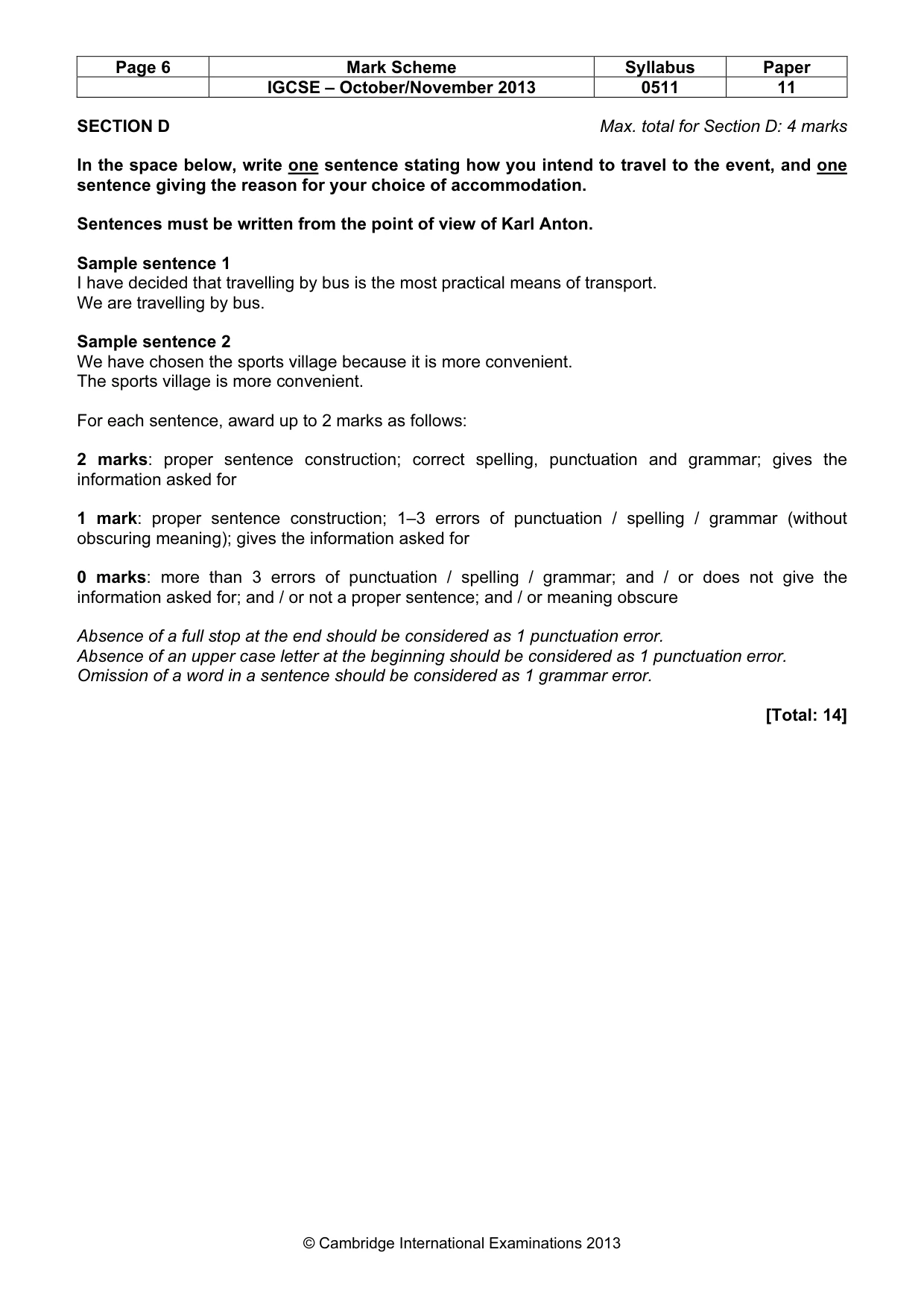 Mark scheme, page 6 of 11