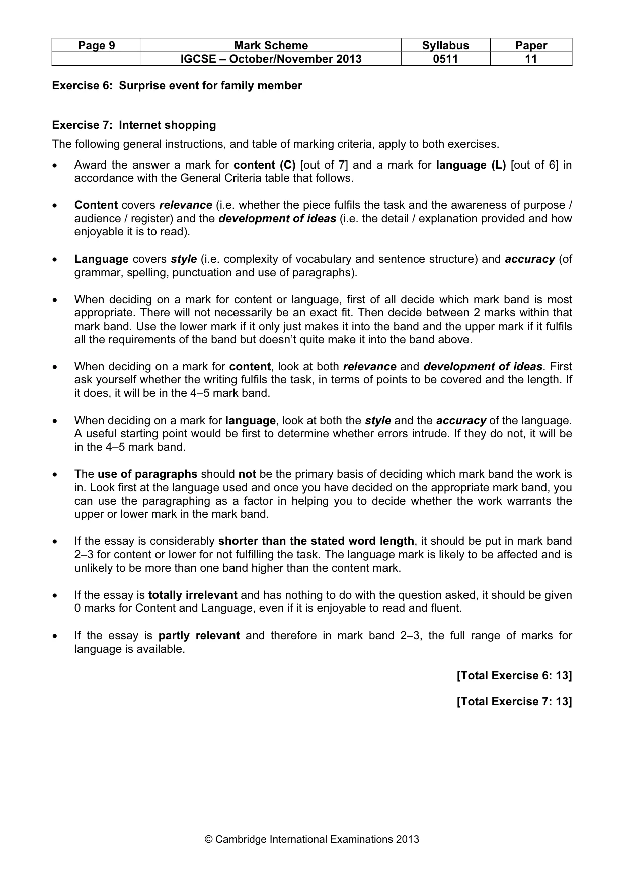 Mark scheme, page 9 of 11