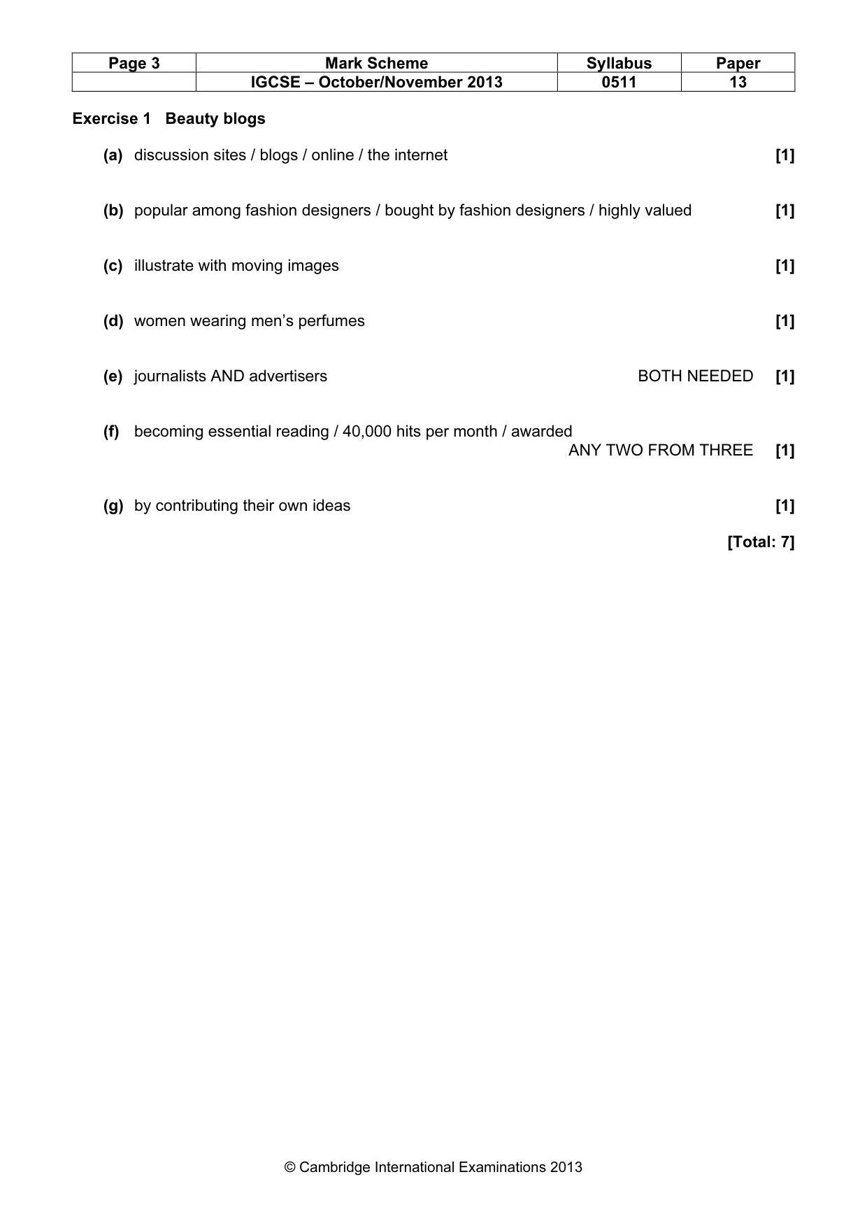 Mark scheme, page 3 of 11