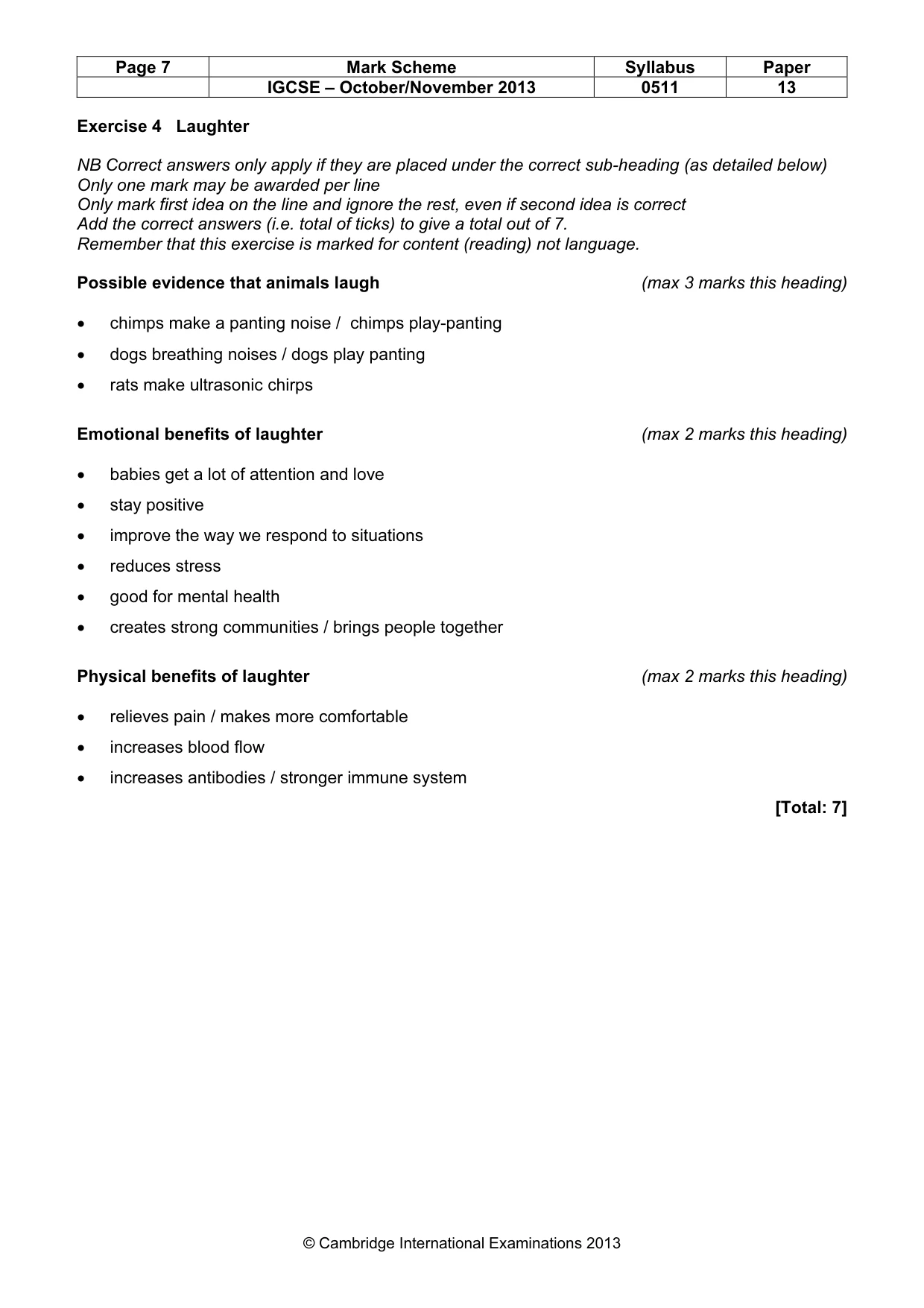 Mark scheme, page 7 of 11