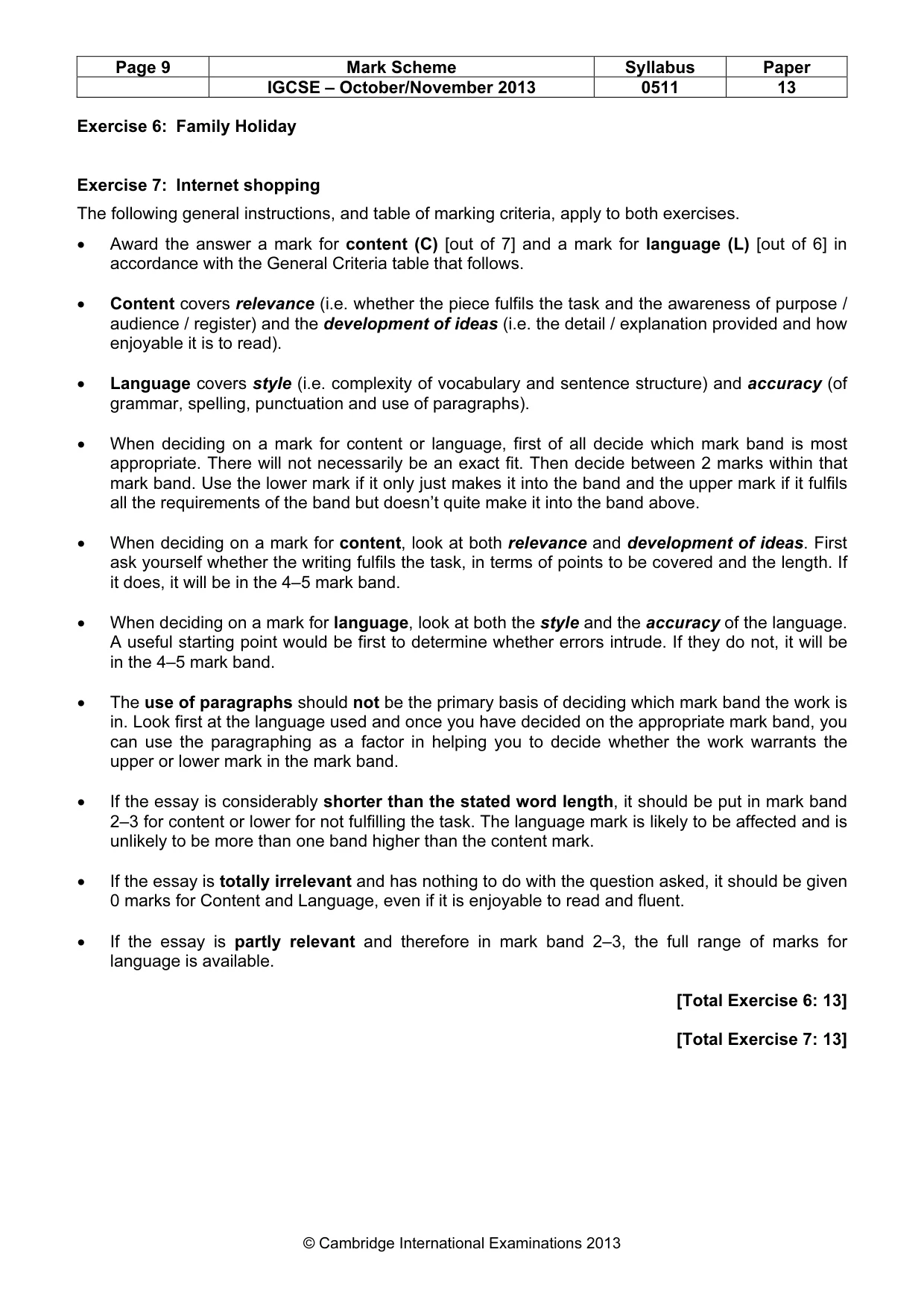 Mark scheme, page 9 of 11