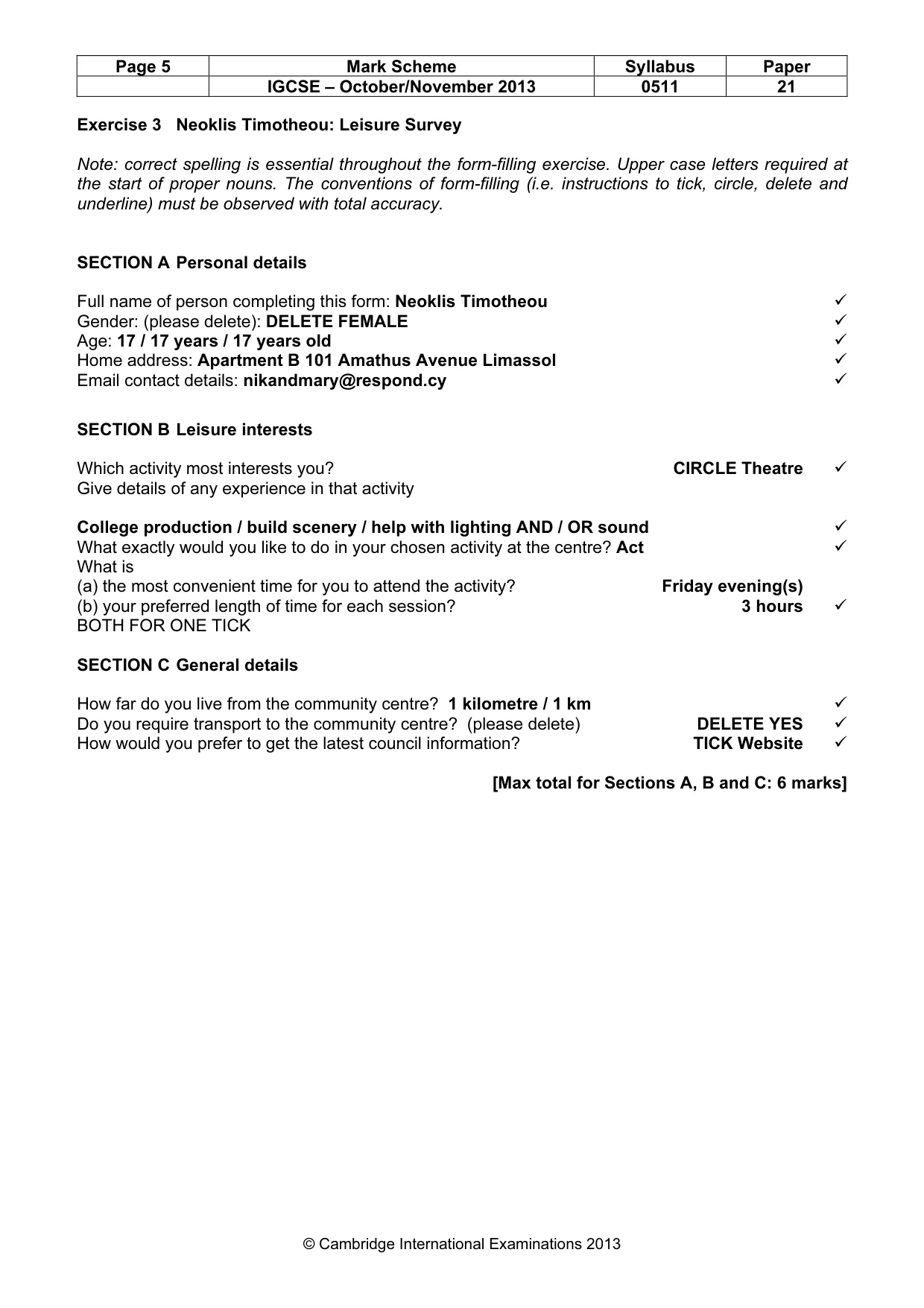 Mark scheme, page 5 of 12