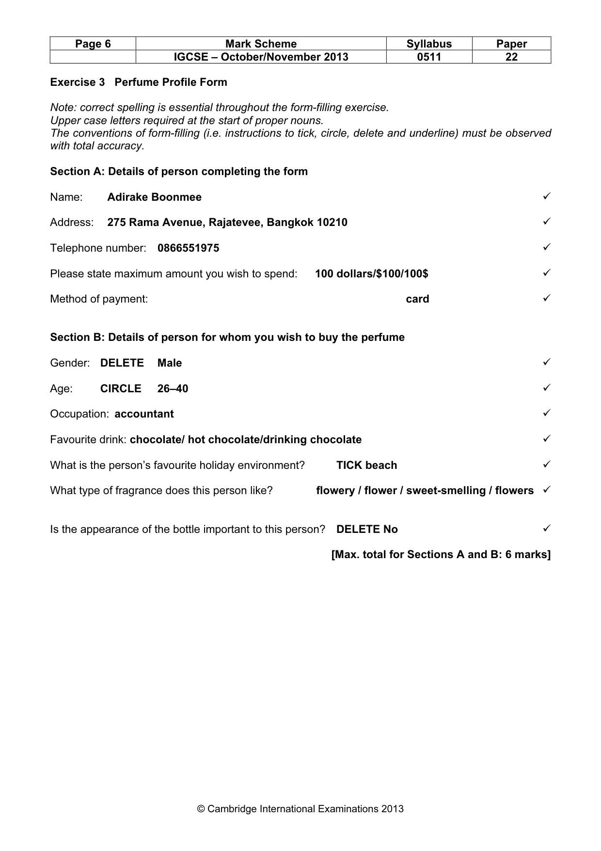 Mark scheme, page 6 of 12