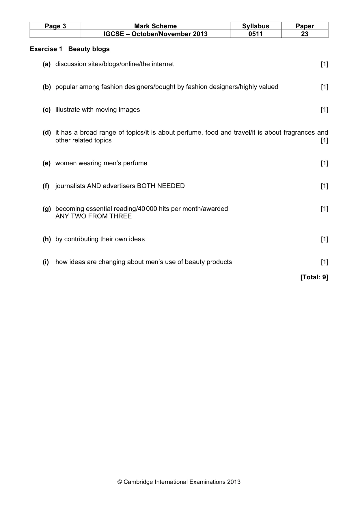 Mark scheme, page 3 of 12