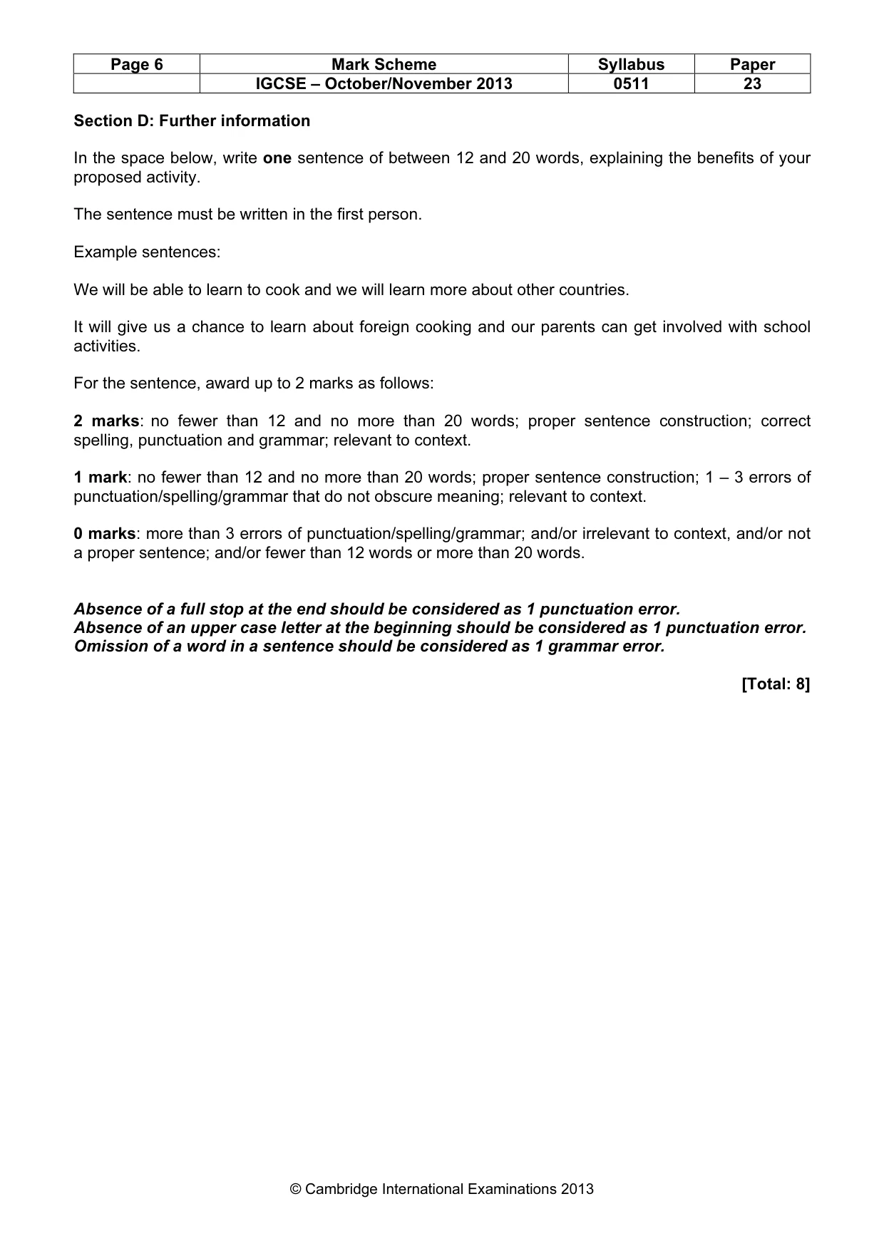 Mark scheme, page 6 of 12