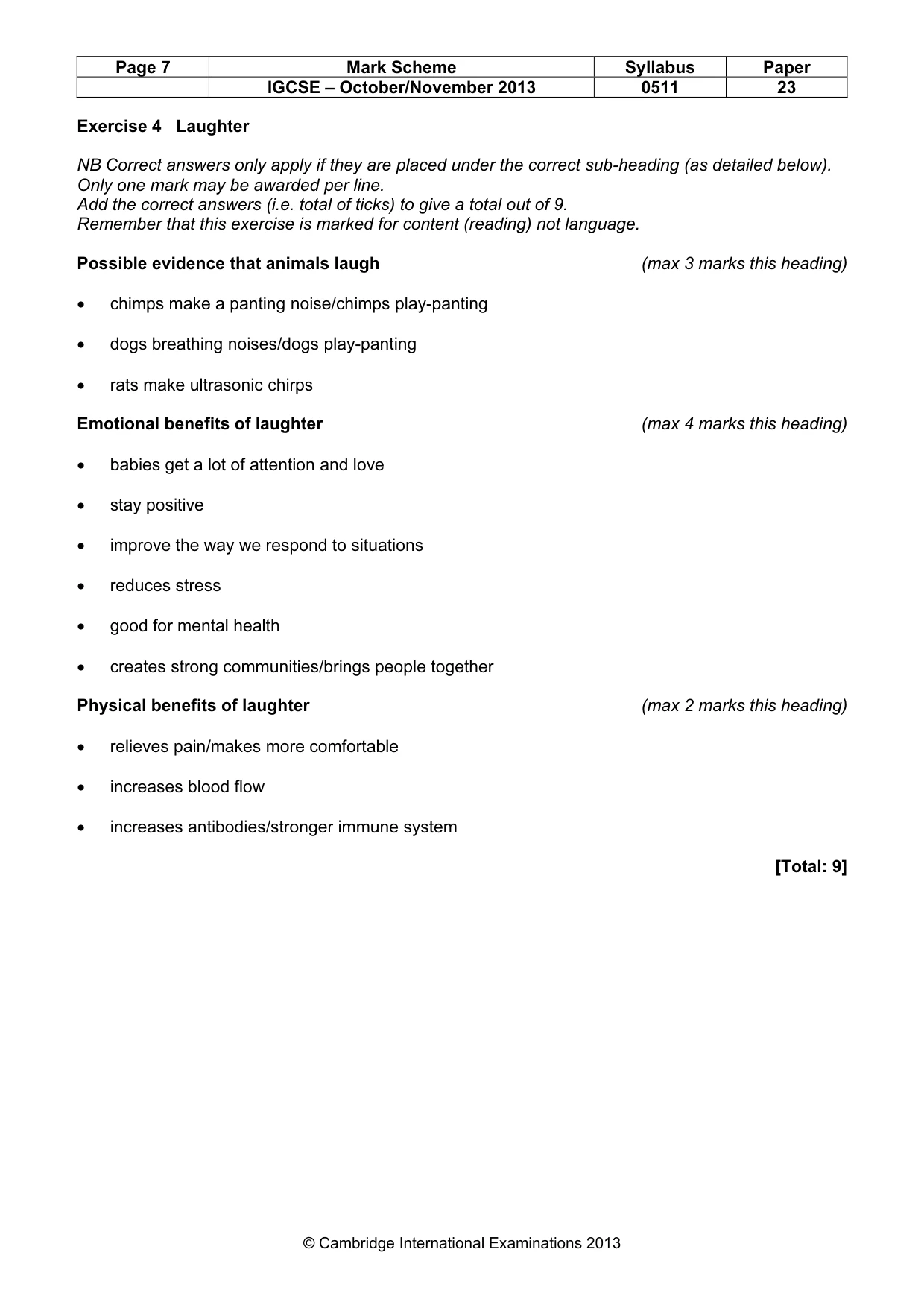 Mark scheme, page 7 of 12