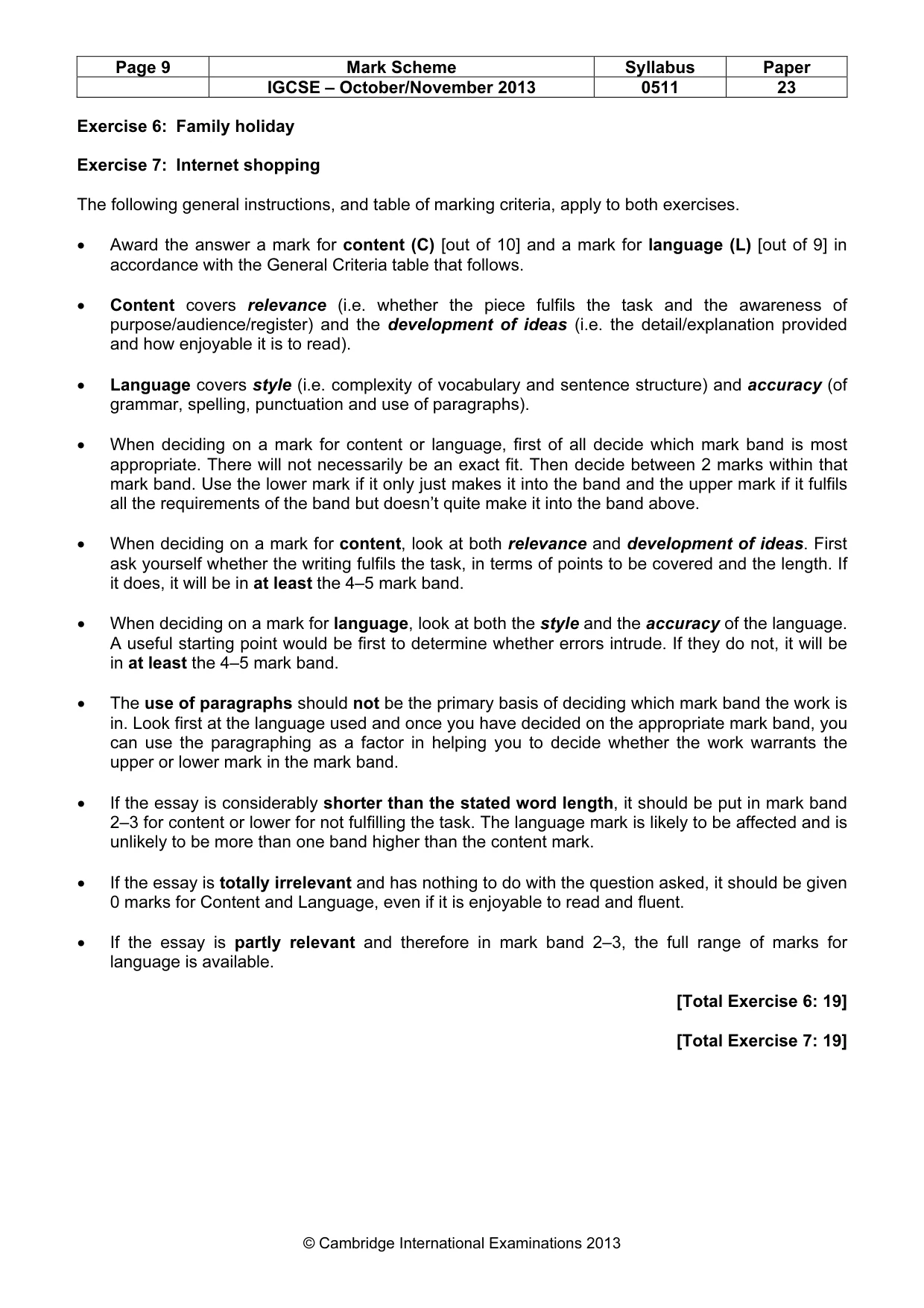 Mark scheme, page 9 of 12