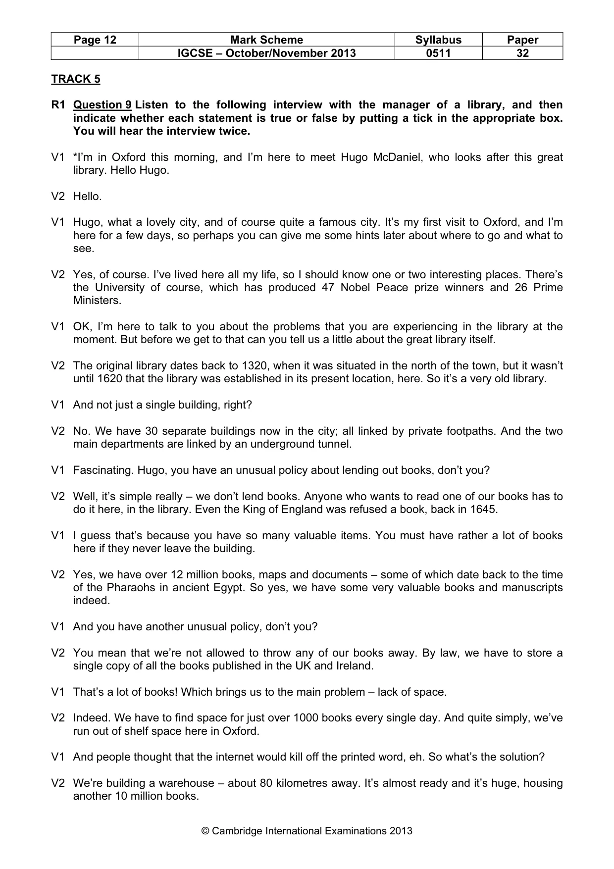 Mark scheme, page 12 of 14