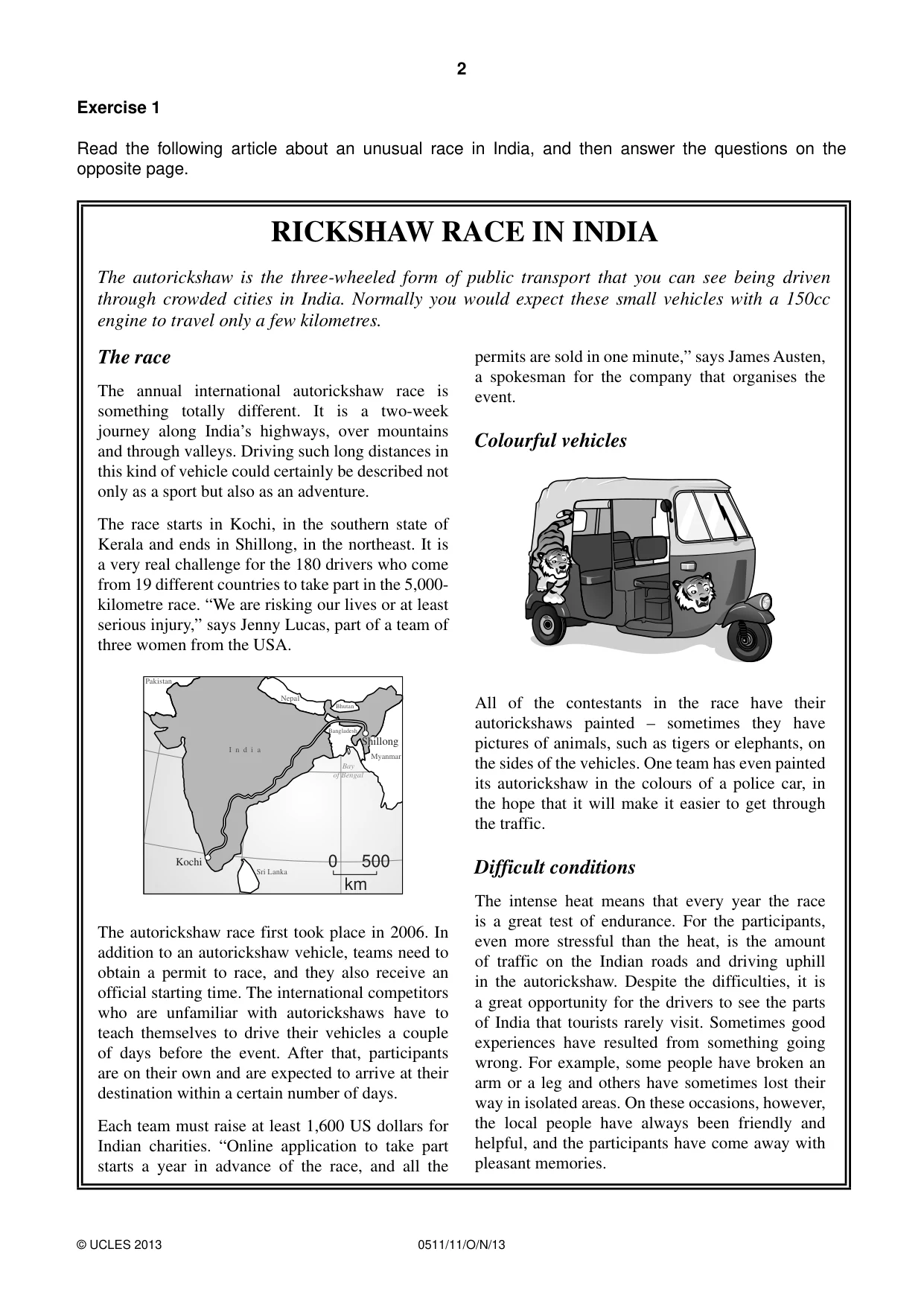 Cambridge IGCSE English - Second Language (count-in oral) 0511 2013 Oct/Nov Paper 1 · Variant 1 question paper, page 2 of 16