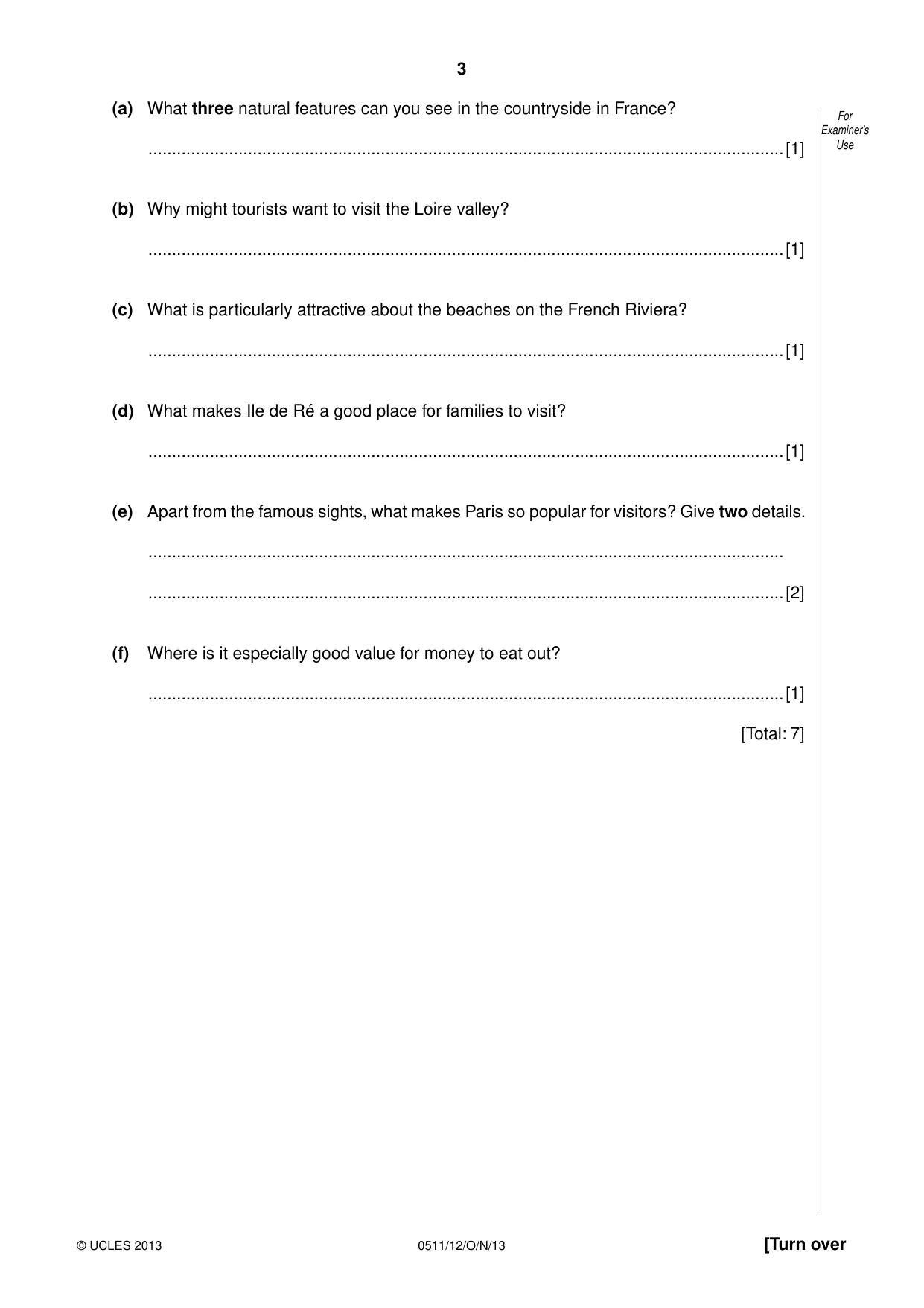 Cambridge IGCSE English - Second Language (count-in oral) 0511 2013 Oct/Nov Paper 1 · Variant 2 question paper, page 3 of 16
