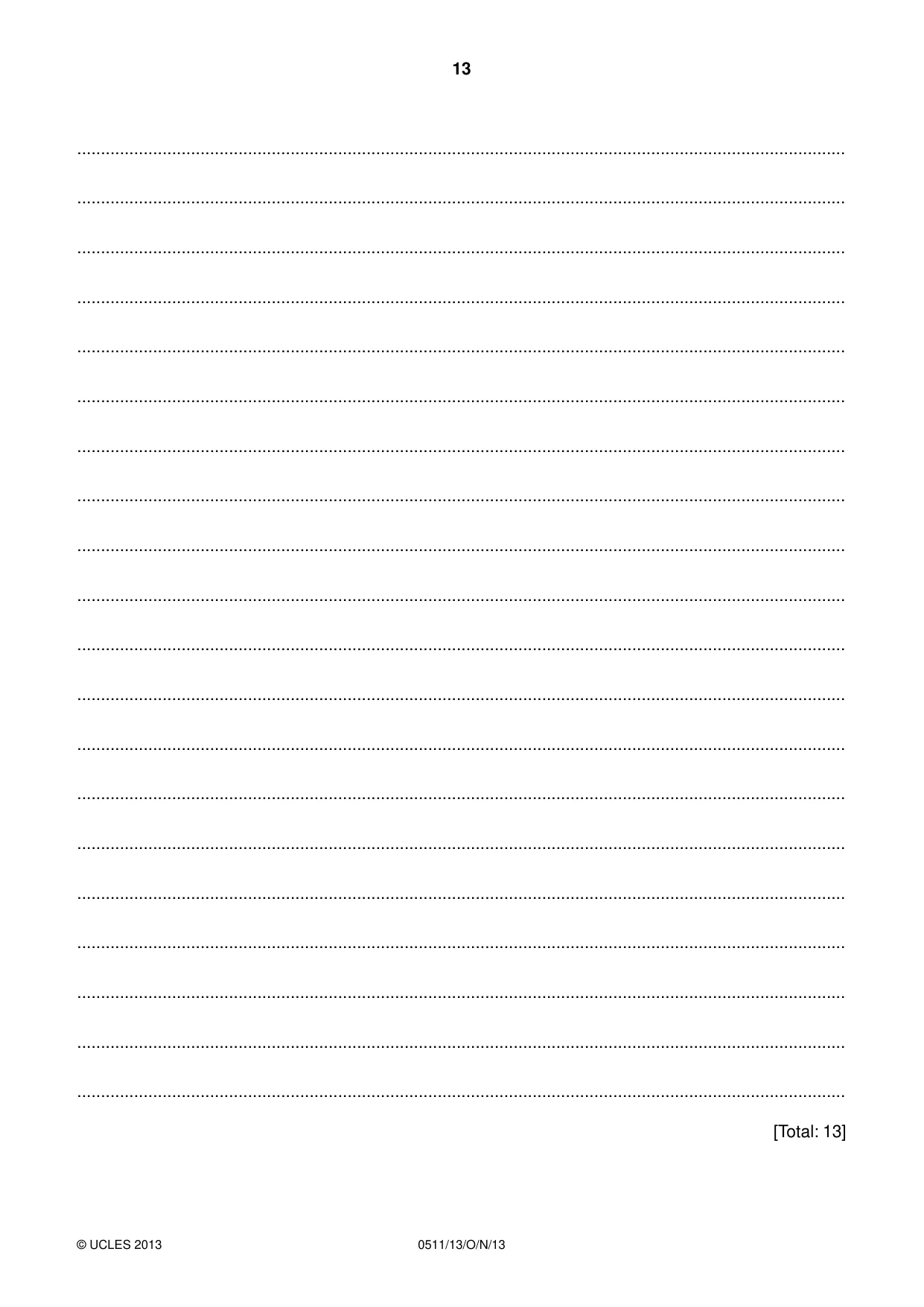 Cambridge IGCSE English - Second Language (count-in oral) 0511 2013 Oct/Nov Paper 1 · Variant 3 question paper, page 13 of 16