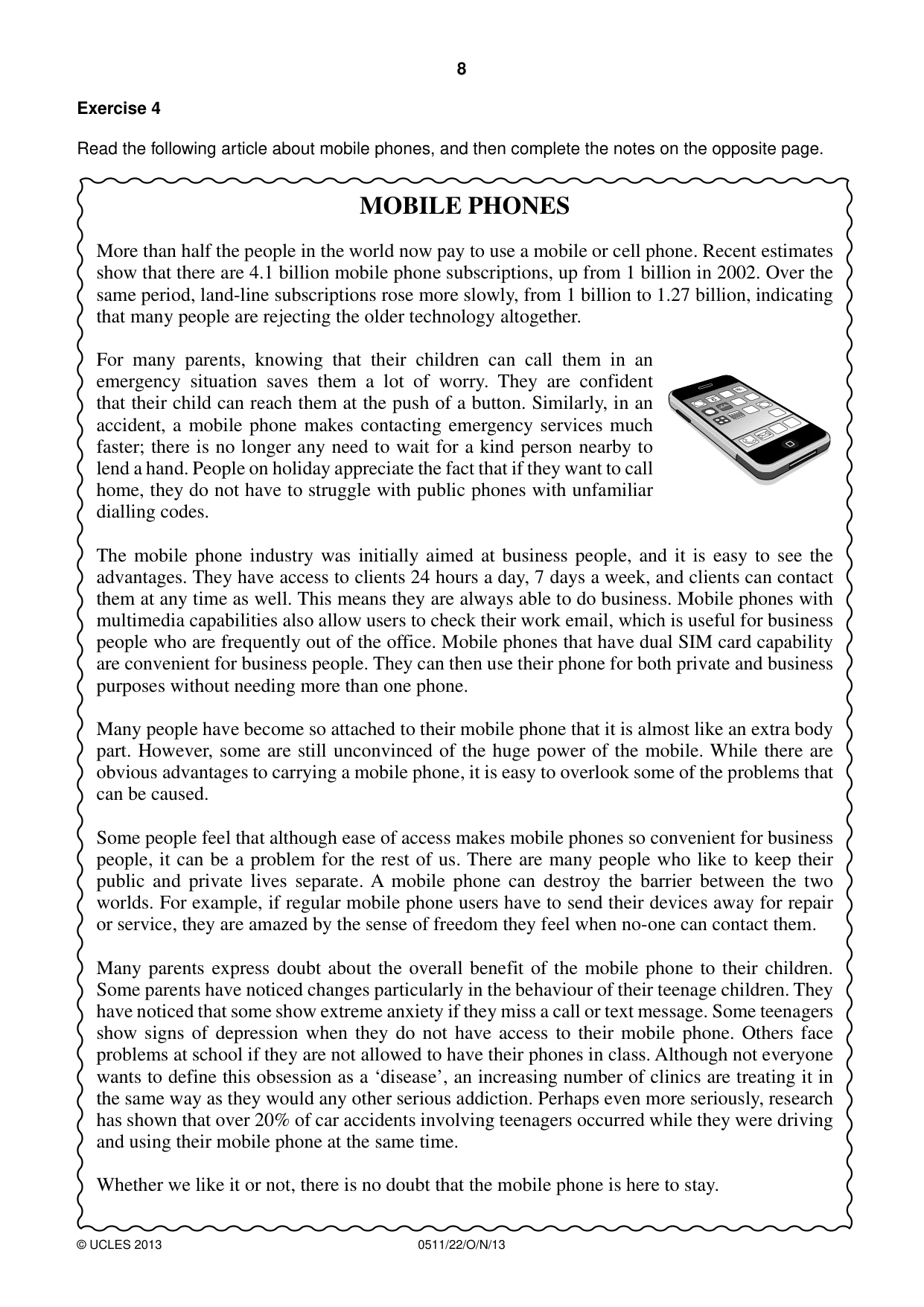 Cambridge IGCSE English - Second Language (count-in oral) 0511 2013 Oct/Nov Paper 2 · Variant 2 question paper, page 8 of 16
